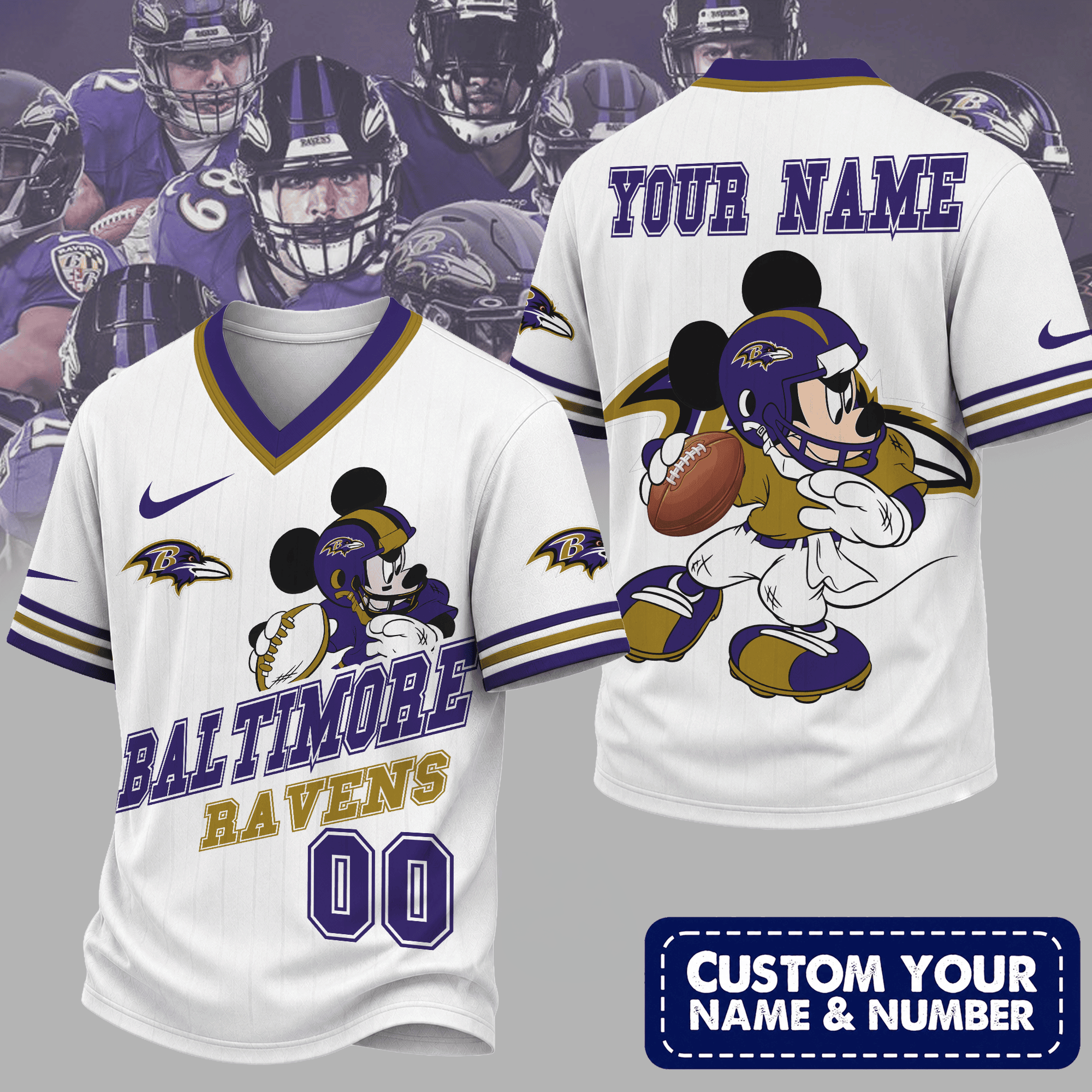 Baltimore Ravens | Premium NFL Mickey Quarterback V-Neck Jersey NTH1