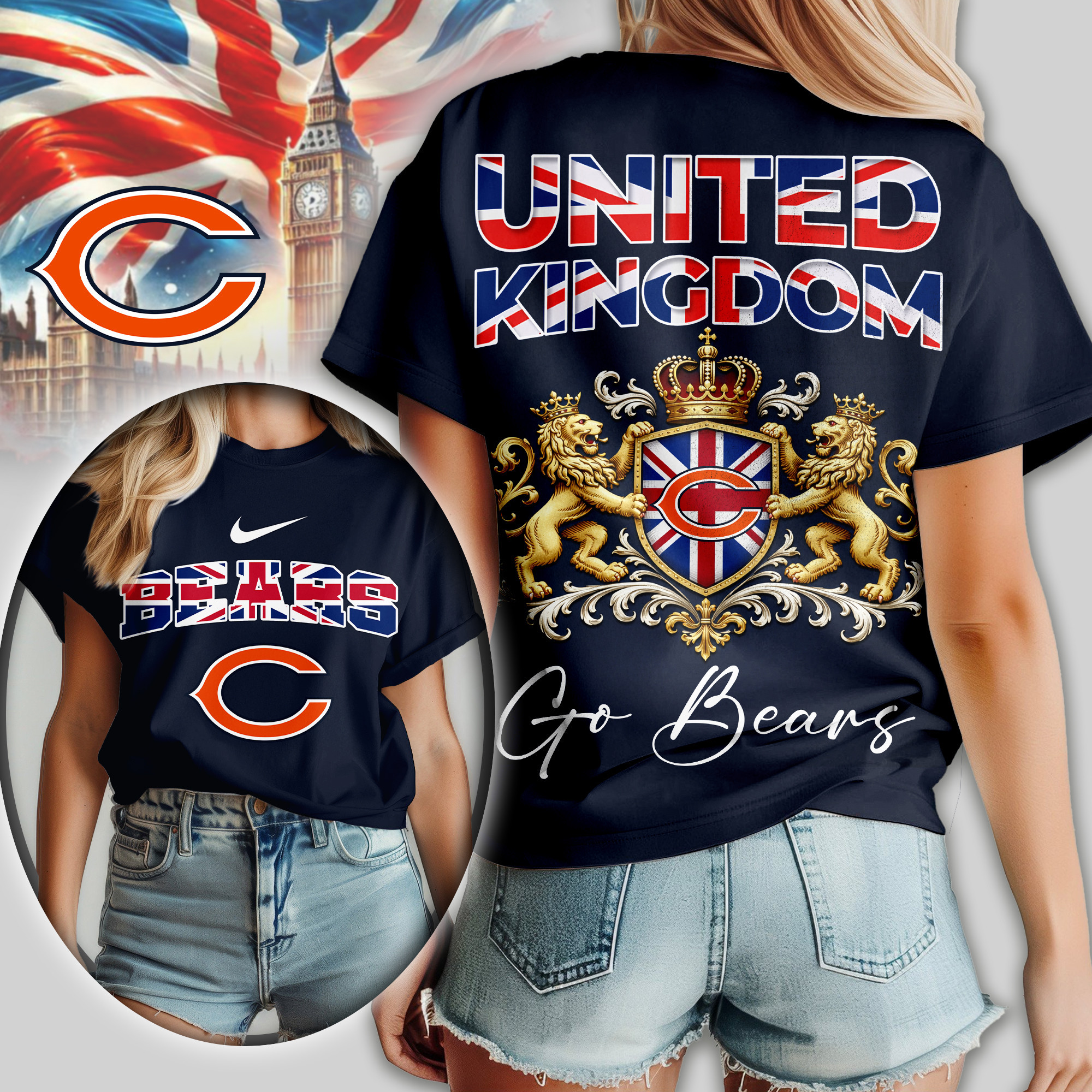 Chicago Bears | Premium NFL United Kingdom Women Shirt TD
