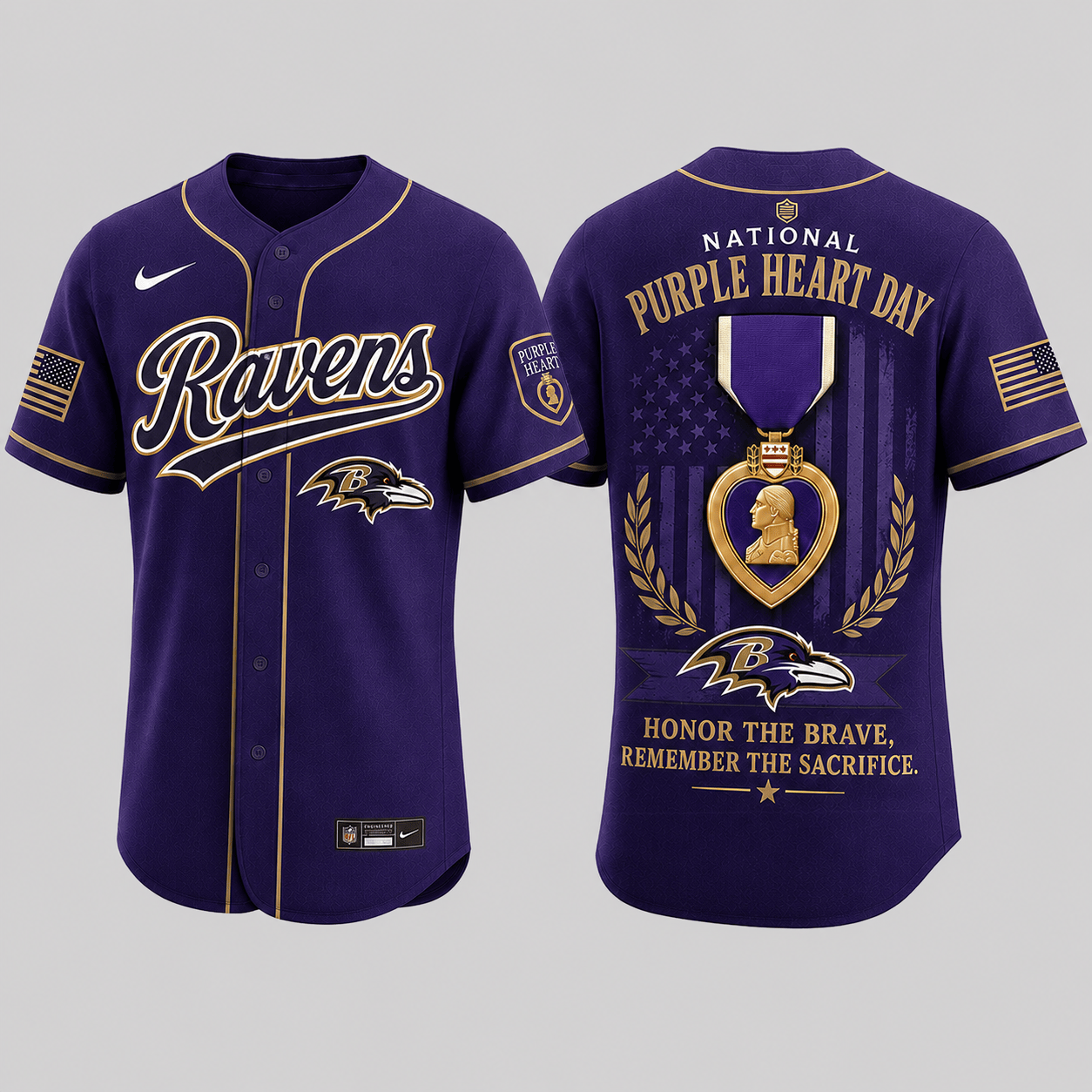 Baltimore Ravens | Premium NFL Purple Heart Day Jersey Shirt TD