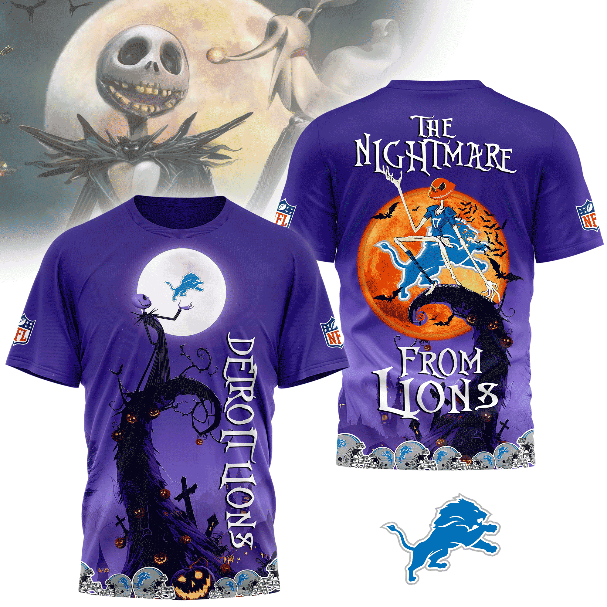 Detroit Lions | Premium NFL Halloween The Nightmare 3D Shirt NY