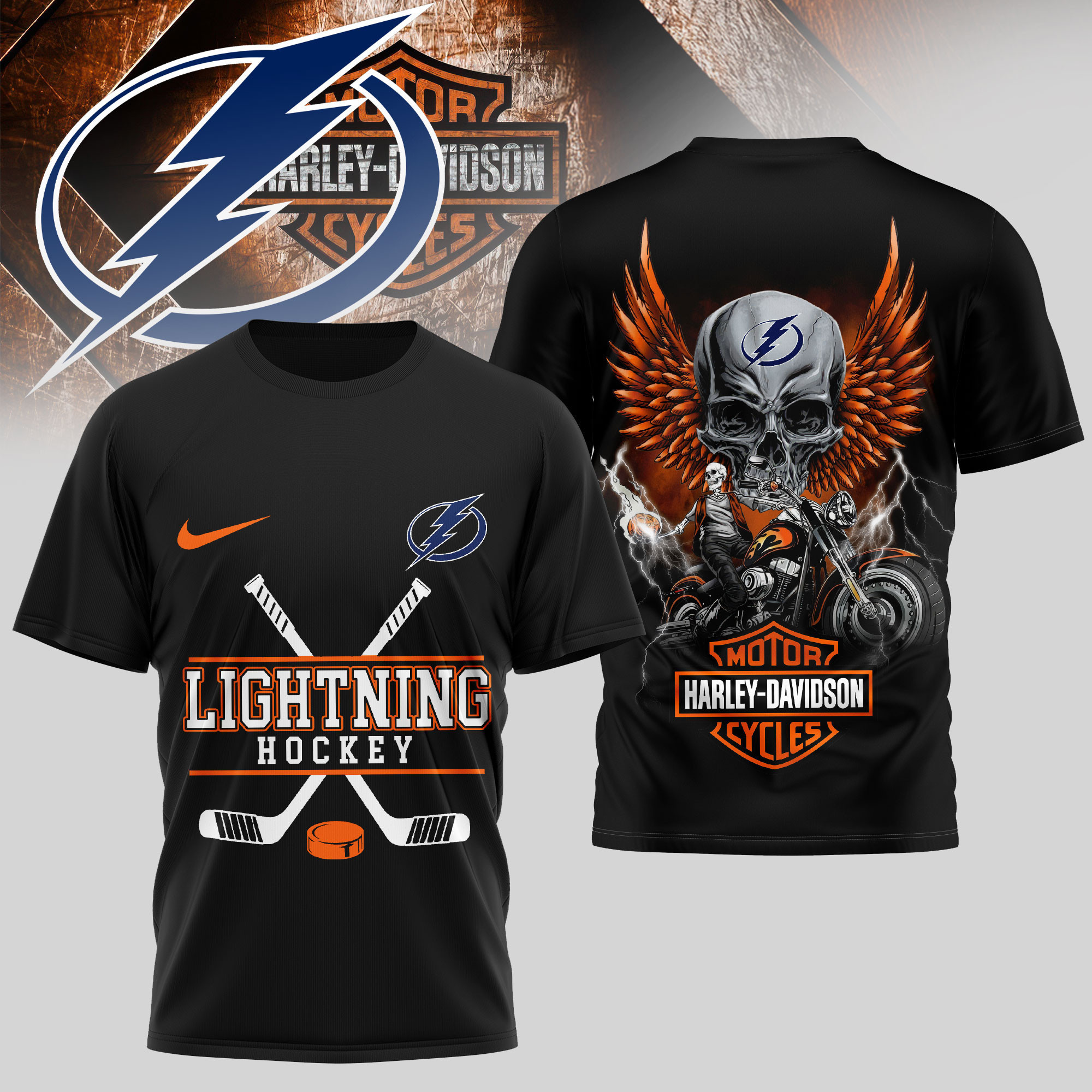 Tampa Bay Lightning | Premium NHL Harley Davidson 3D Shirt TD