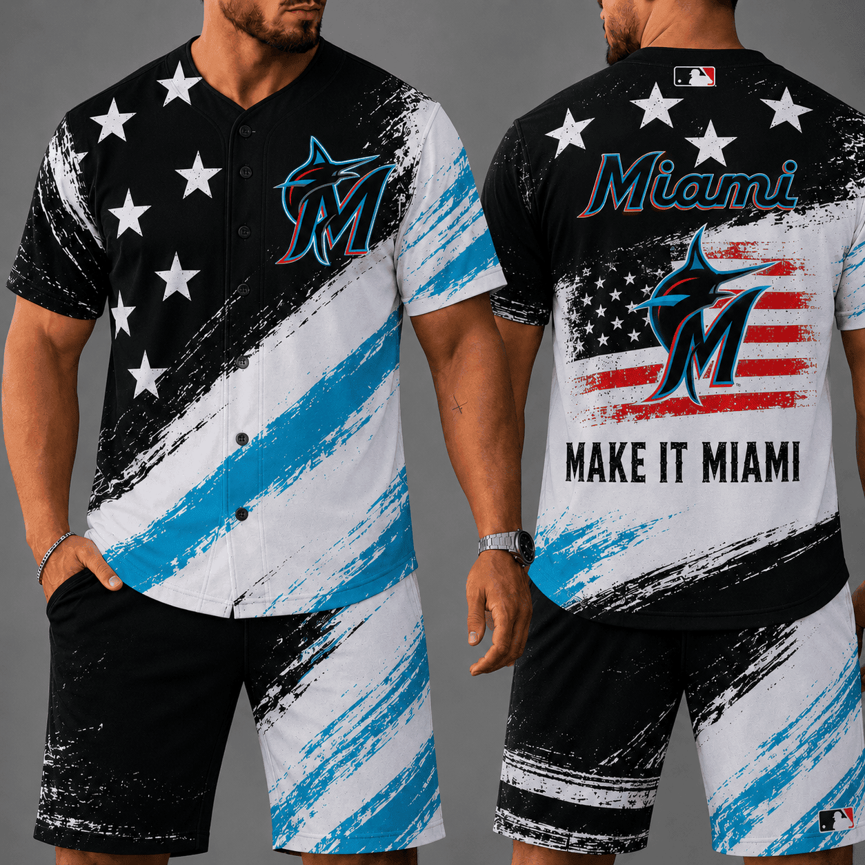 Miami Marlins | Premium MLB Star Spirit Jersey Shorts Set