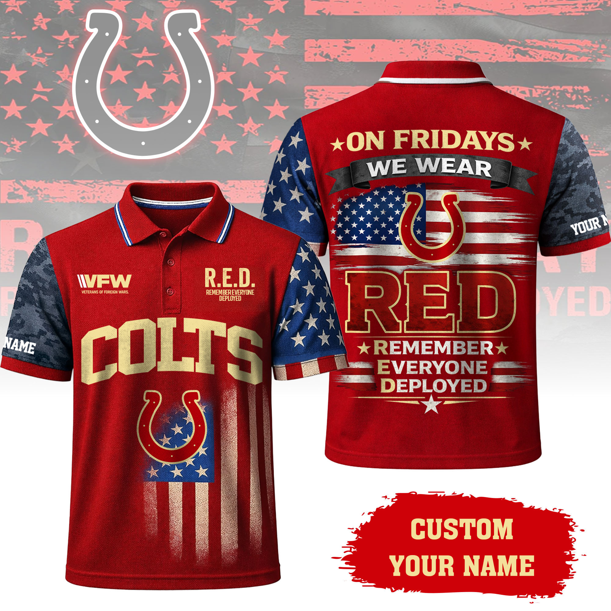 Indianapolis Colts | Premium NFL Red Friday Polo Shirt TD