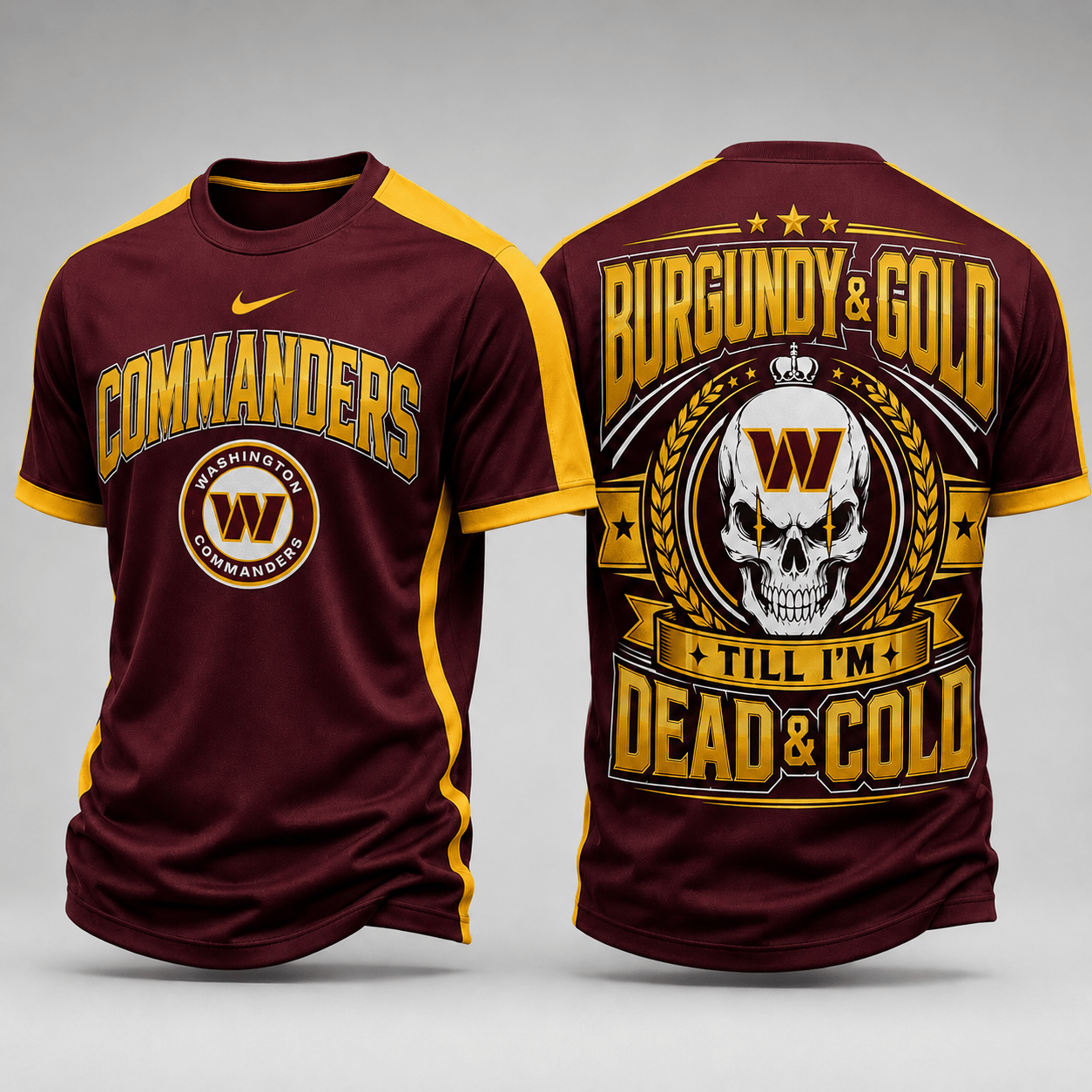 Washington Commanders | Premium NFL Till I’m Dead Forever Skull Fan Pride 3D Shirt TD