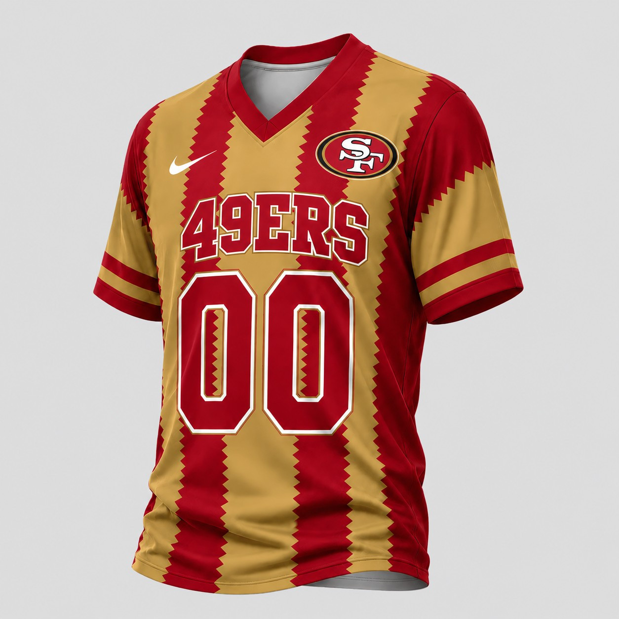 San Francisco 49ers | Premium NFL Bold Stripe Custom V-Neck Jersey NTH1