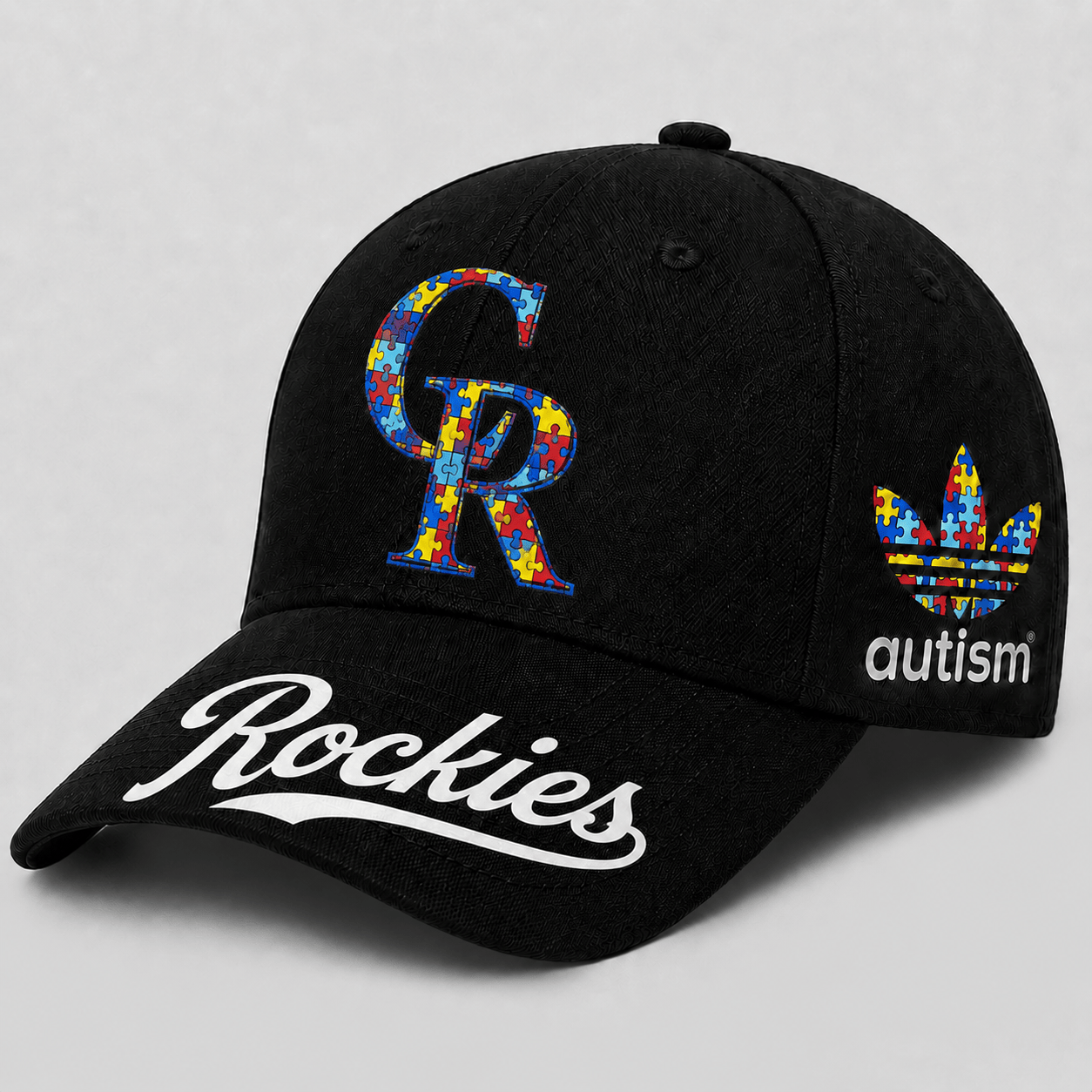 Colorado Rockies | Premium MLB Puzzle Heart Autism Baseball Cap