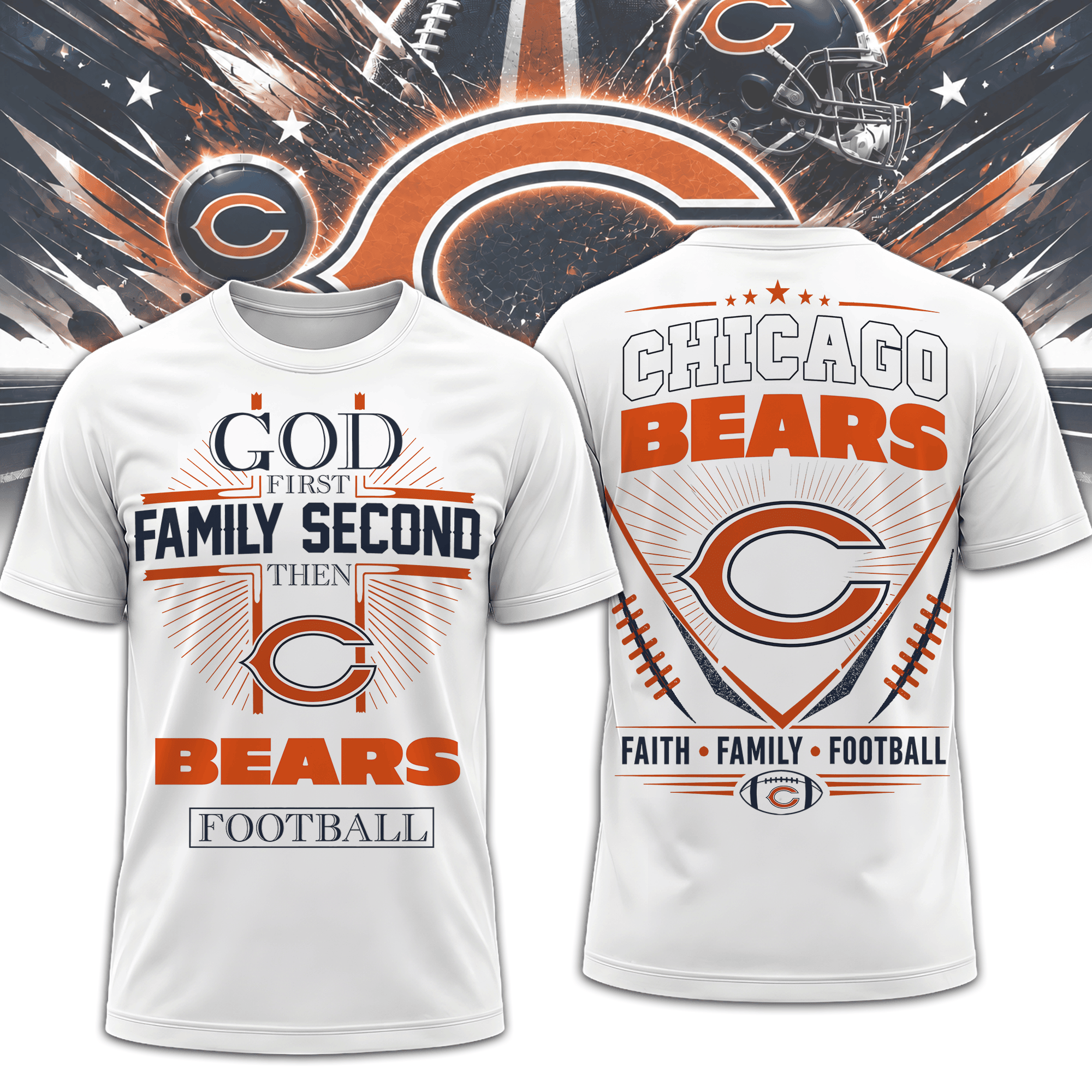Chicago Bears | Premium NFL Faith, Family, Football 3D Shirt NTH1