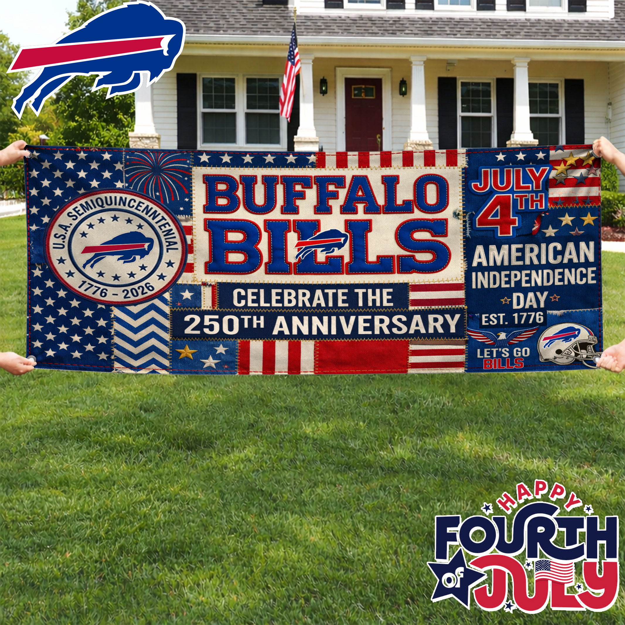 Buffalo Bills | Premium NFL Patchwork America 250 Fabric Banner HY