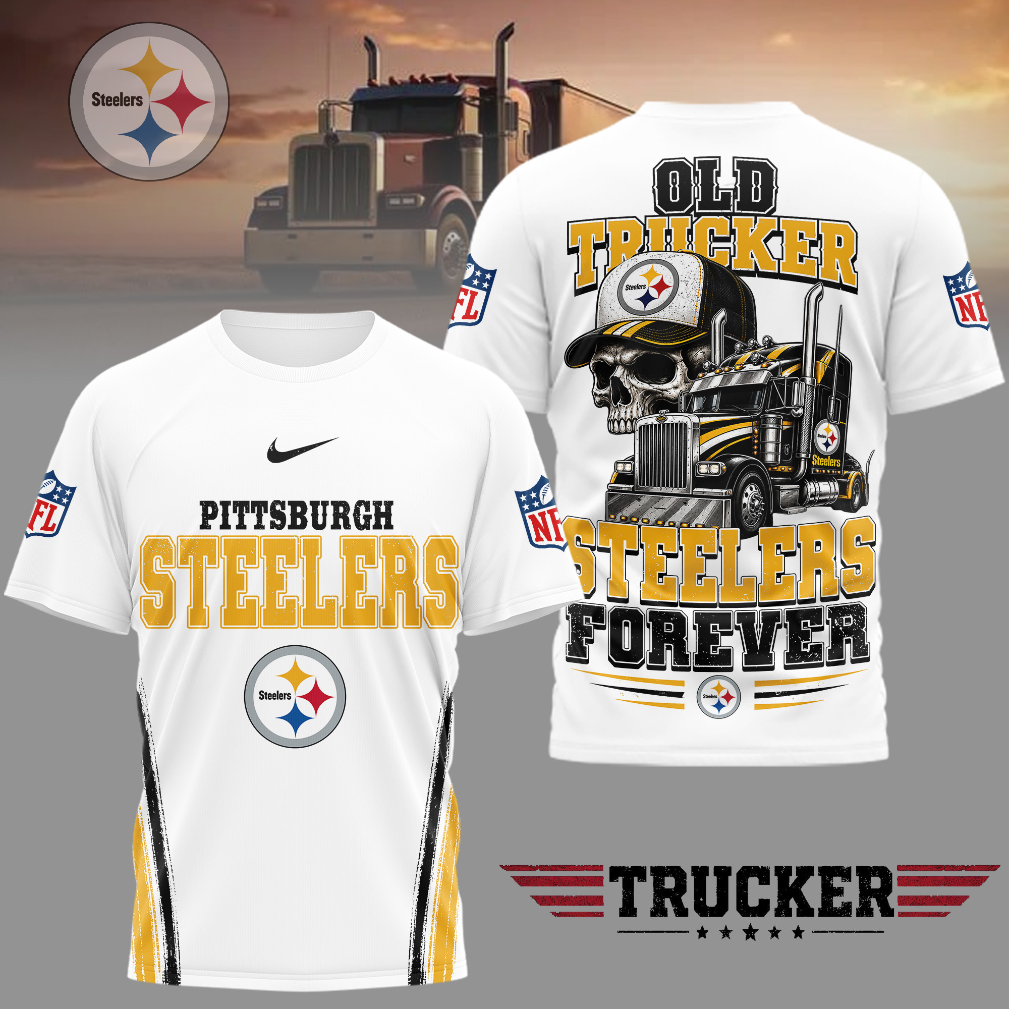 Pittsburgh Steelers | Premium NFL Old Trucker Fan 3D Shirt TD