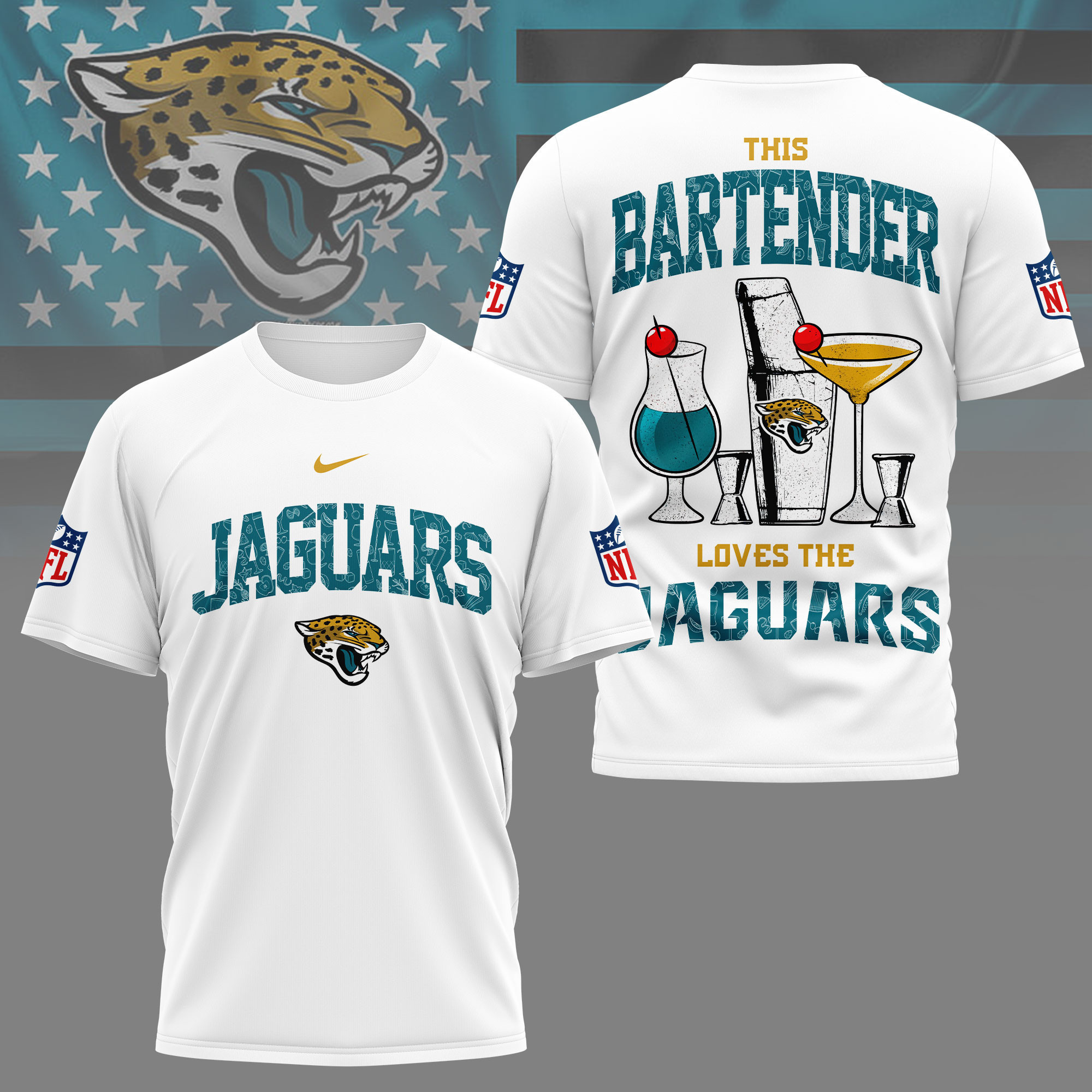 Jacksonville Jaguars | Premium NFL Bartender Fan 3D Shirt NY