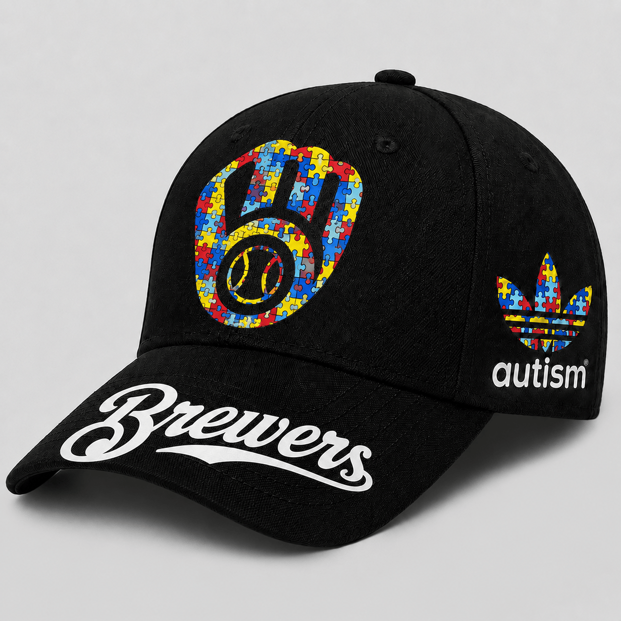 Milwaukee Brewers | Premium MLB Puzzle Heart Autism Baseball Cap