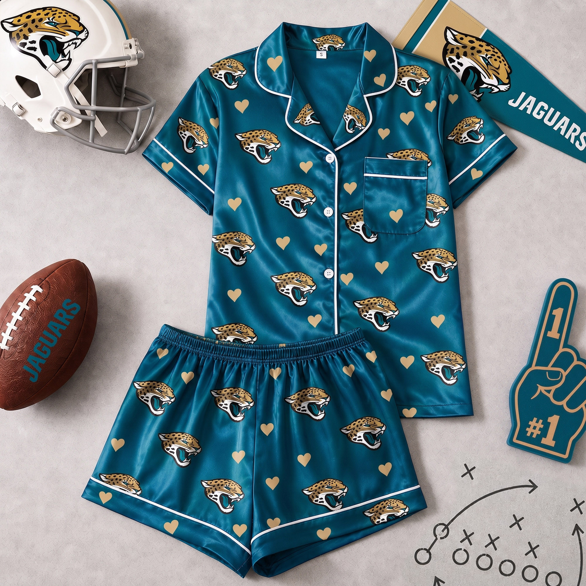 Jacksonville Jaguars | Premium NFL Love Satin Pajamas Set NY
