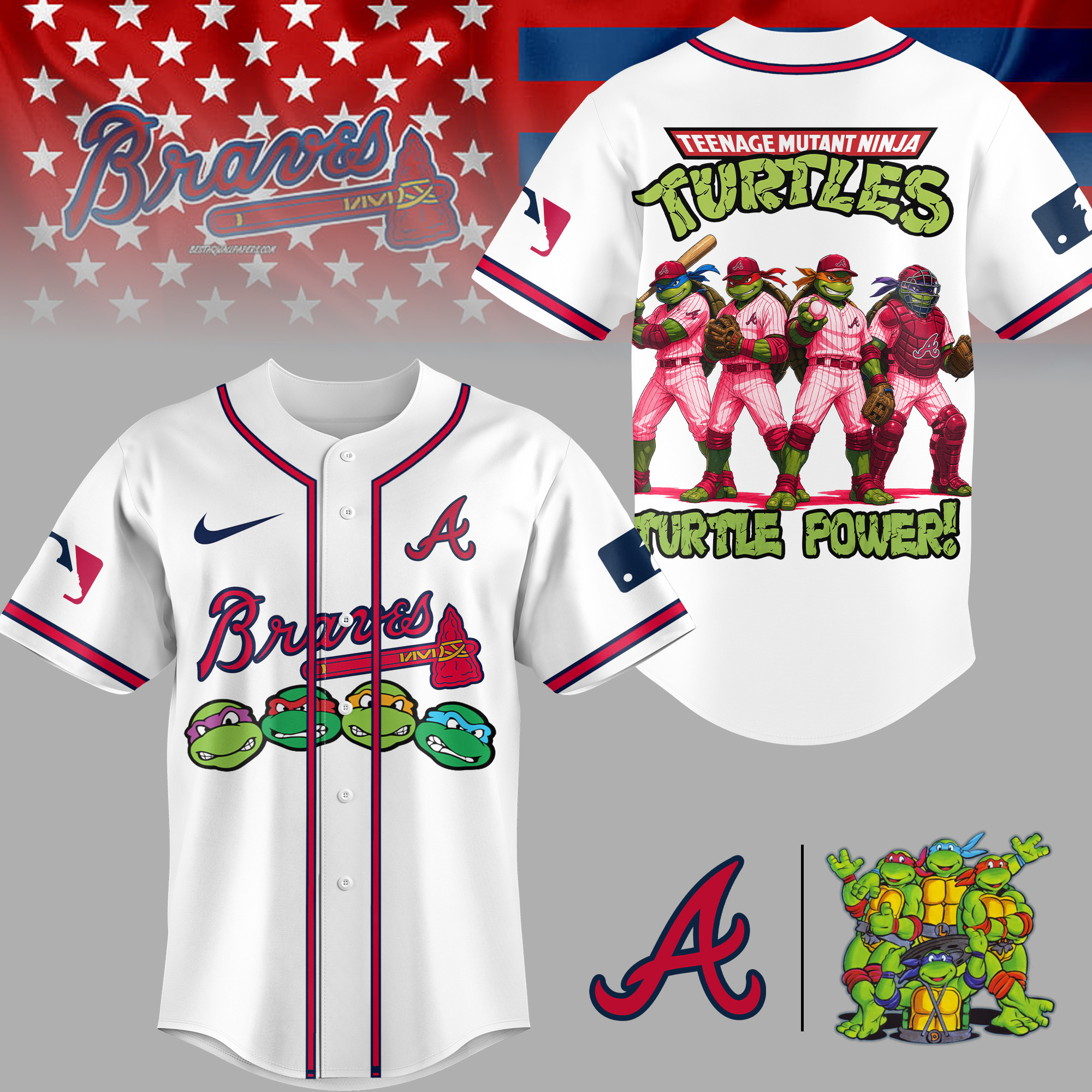 Atlanta Braves | Premium MLB Teenage Mutant Ninja Turtles Jersey TD