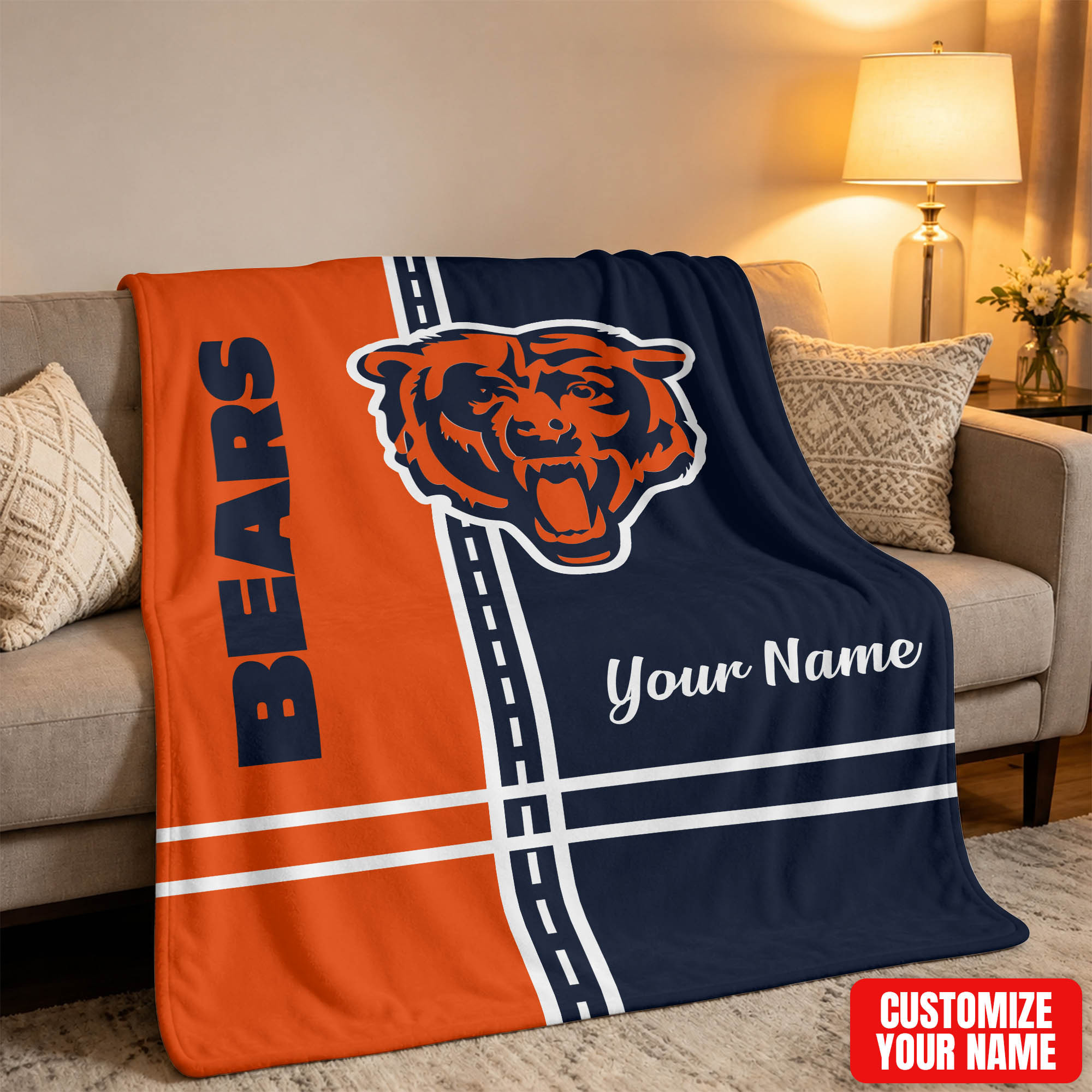 Chicago Bears | Premium NFL My Name My Game Personalized Blanket NTH1