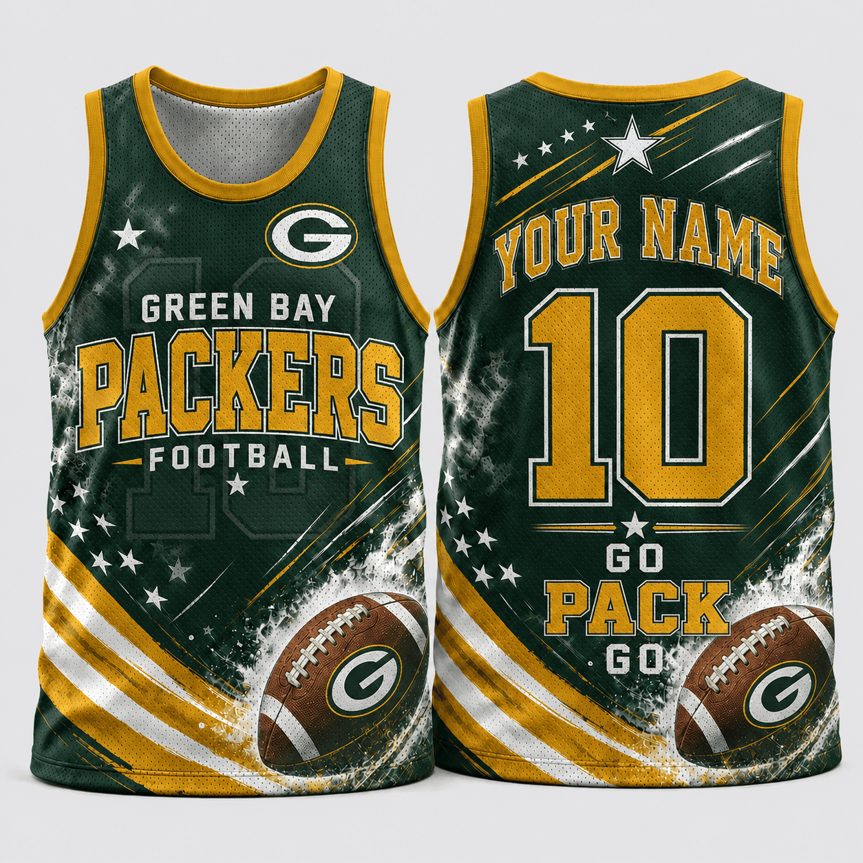 Green Bay Packers | Premium NFL Custom Name & Number Football Tank Top for Loyal Fans and Game Day Pride TD