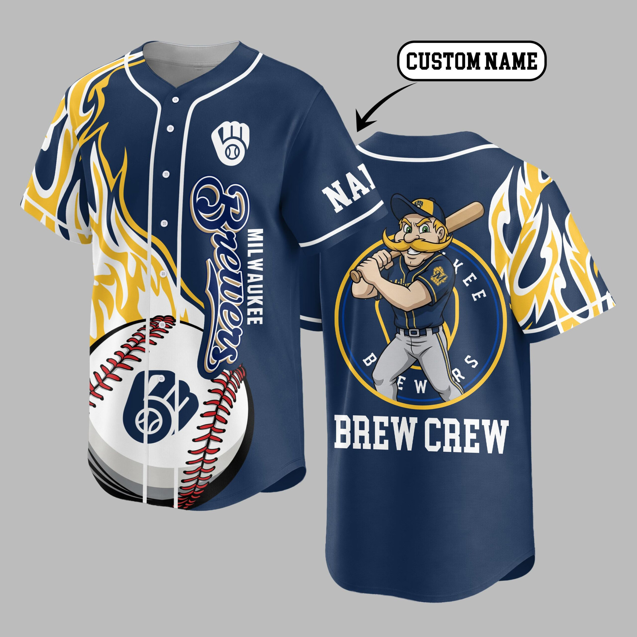 Milwaukee Brewers | Premium MLB Flame Spirit Baseball Jersey