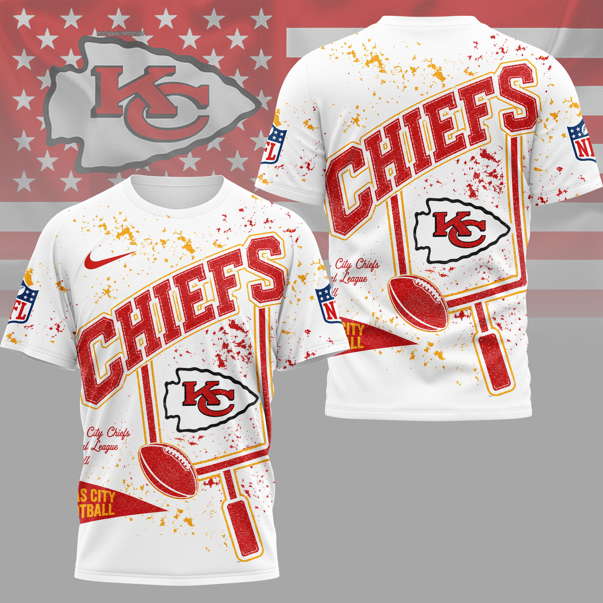 Kansas City Chiefs | Premium NFL Vintage Splatter Graphic 3D Shirt NY