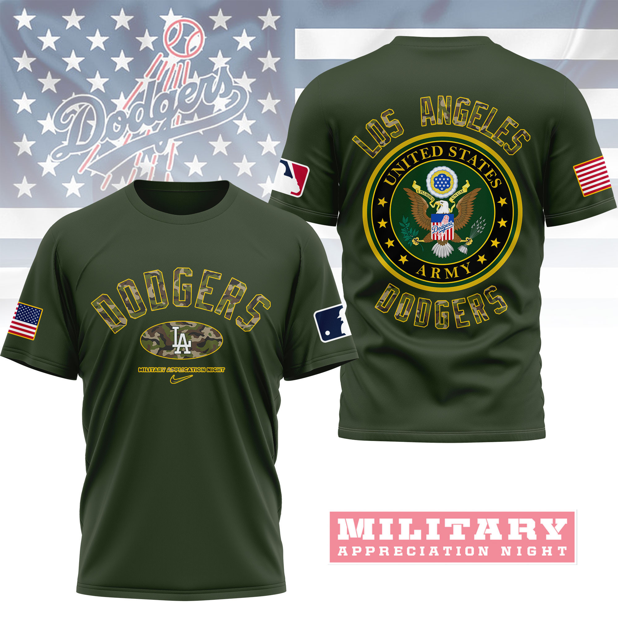 Los Angeles Dodgers | Premium MLB Military Pride 3D Shirt NY