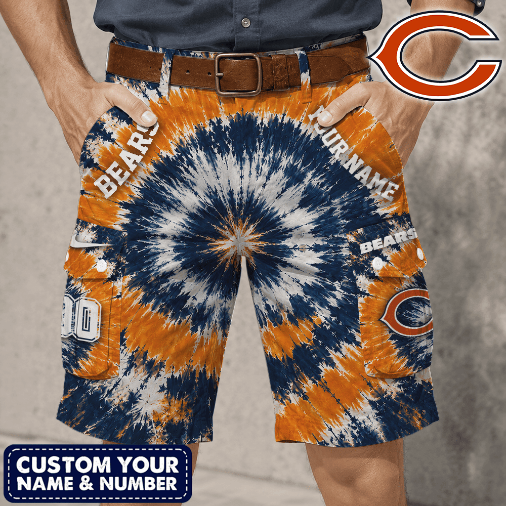 Chicago Bears | Premium NFL Tie-Dye Cargo Shorts Square Pocket NTH1
