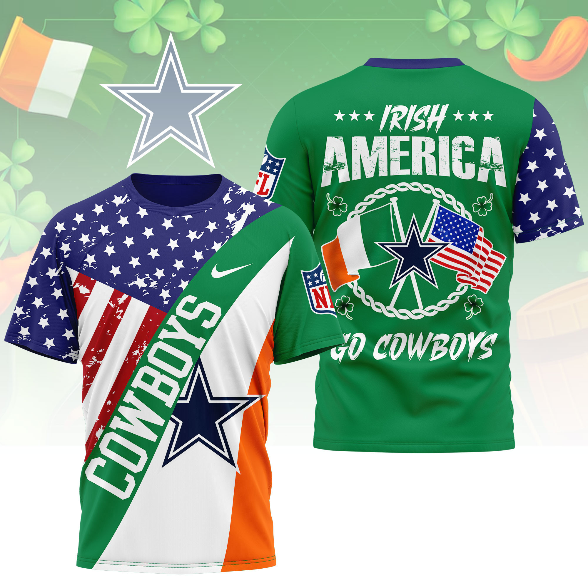 Dallas Cowboys | Premium NFL Irish America 3D Shirt NY