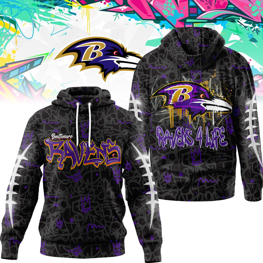 Baltimore Ravens | Premium NFL Special Graffiti My Team 4 Life Hoodie MM