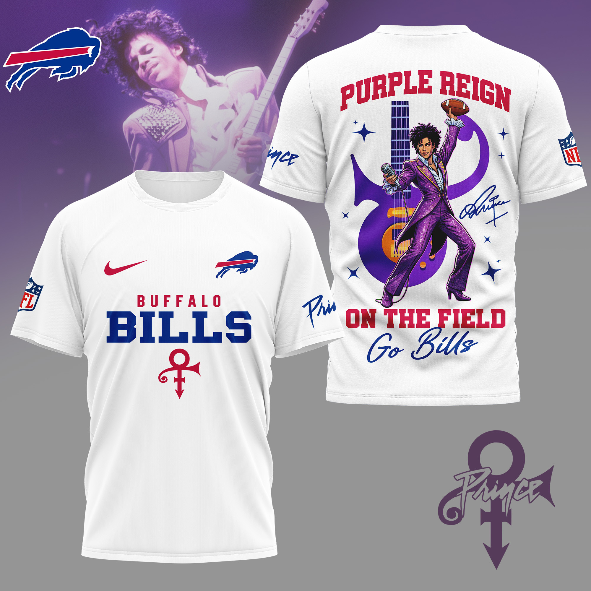 Buffalo Bills | Premium NFL Prince Purple Reign Football 3D Shirt NY