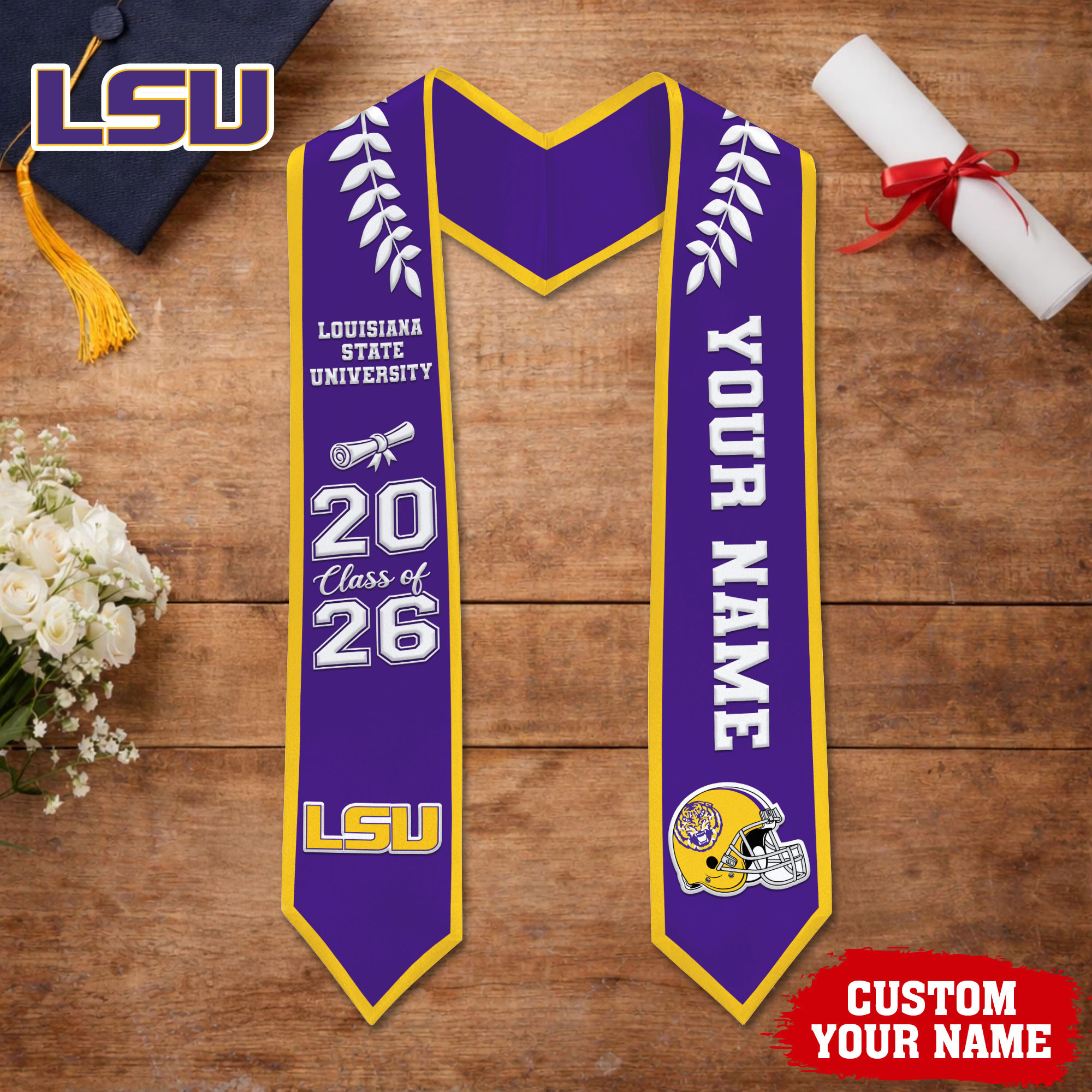 LSU Tigers | Premium NCAA Graduation Stole NY
