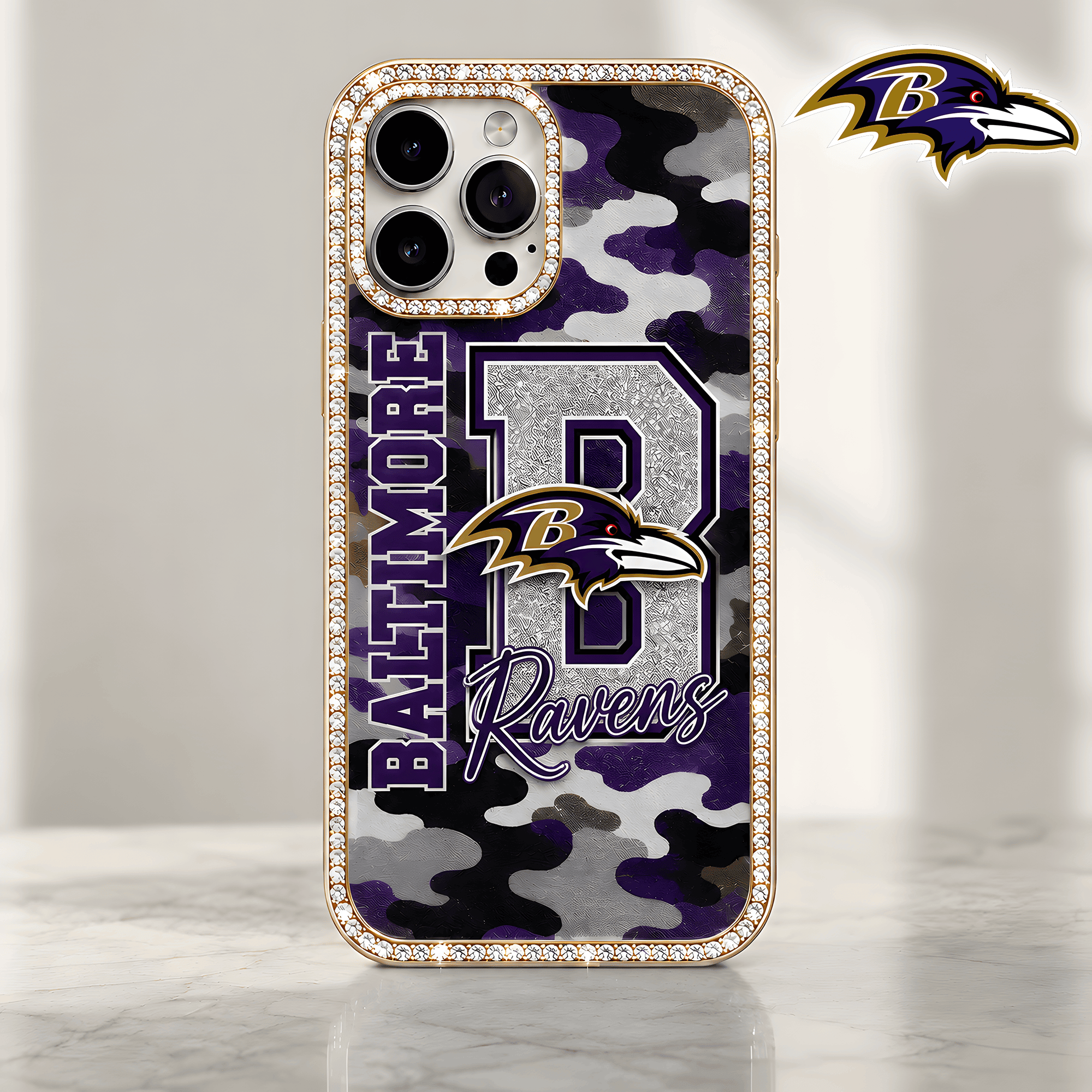 Baltimore Ravens | Premium NFL Team Camo Bling Luxury Phone Case NTH1