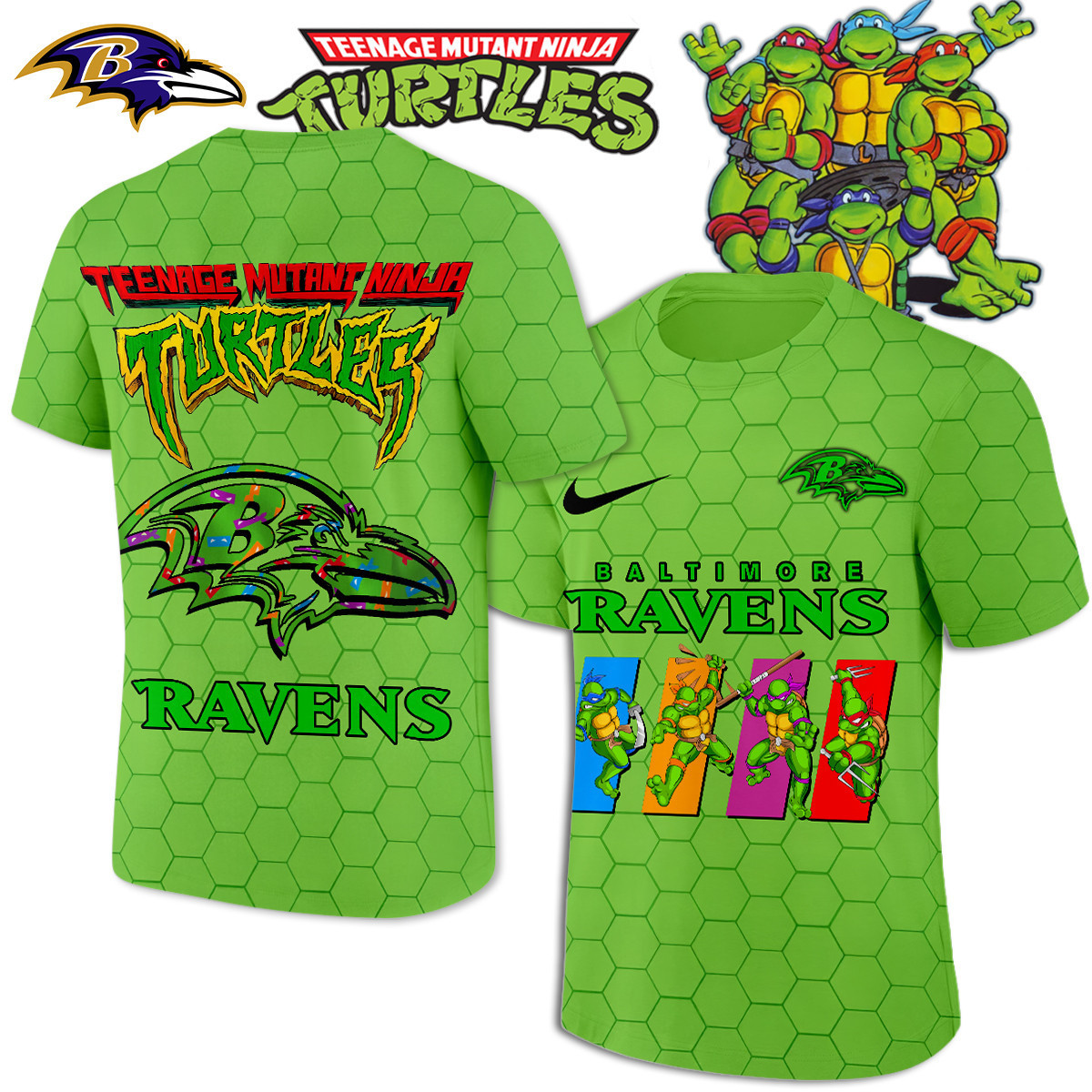 Baltimore Ravens | Premium NFL x Teenage Mutant Ninja Turtles 3D Shirt HI