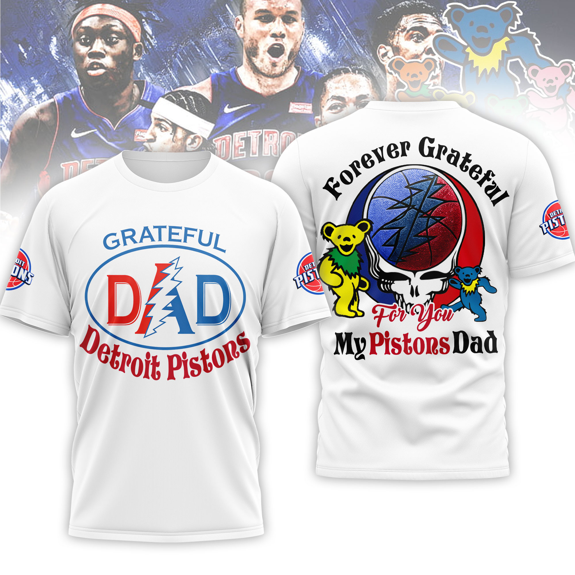 Detroit Pistons | Premium NBA Grateful Dead Father Day 3D Shirt HY