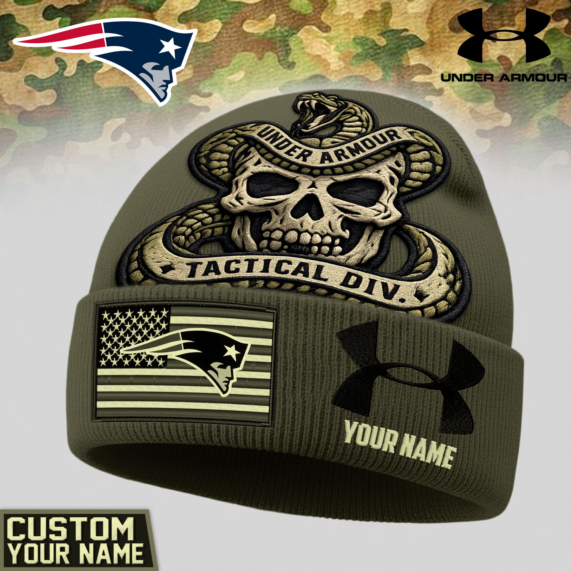 New England Patriots | Premium NFL Tactical DIV Under Armour Beanie Hat TD