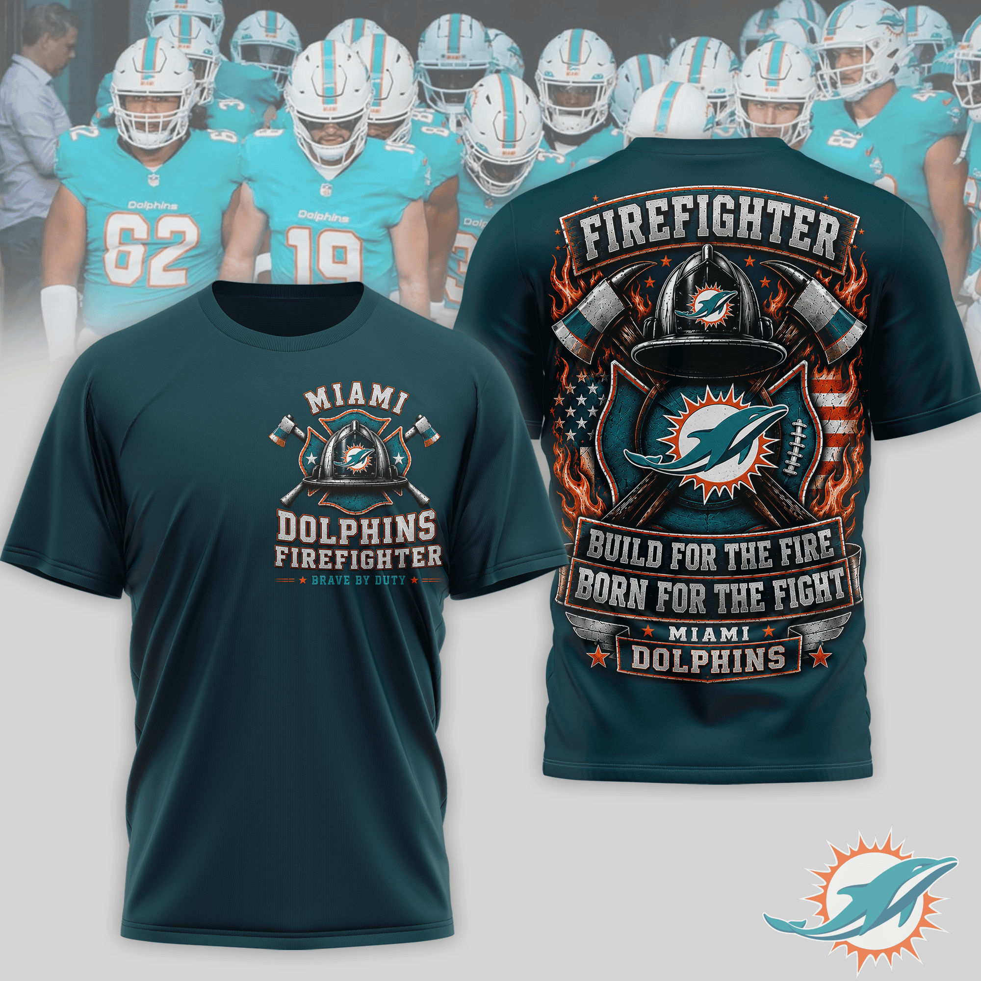 Miami Dolphins | Premium NFL Firefighter Tribute Team 3D Shirt NTH1