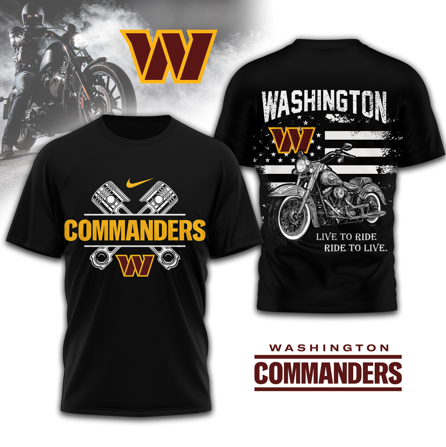 Washington Commanders | Premium NFL Biker 3D Shirt TD230825