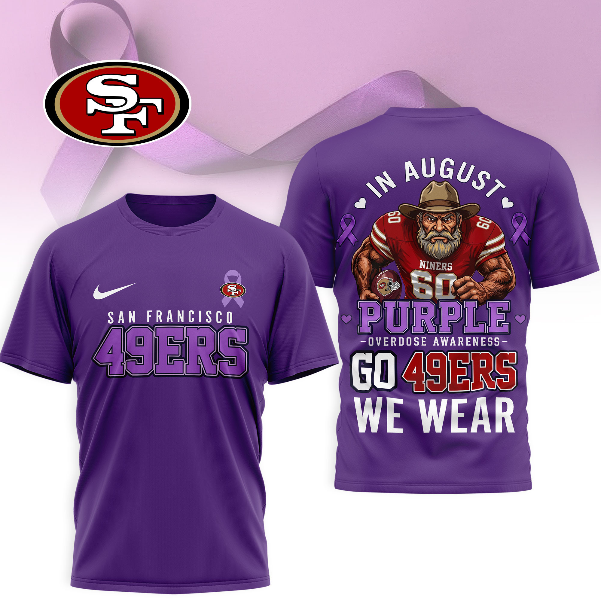 San Francisco 49ers | Premium NFL In August We Wear Purple Overdose Awareness 3D Shirt NY
