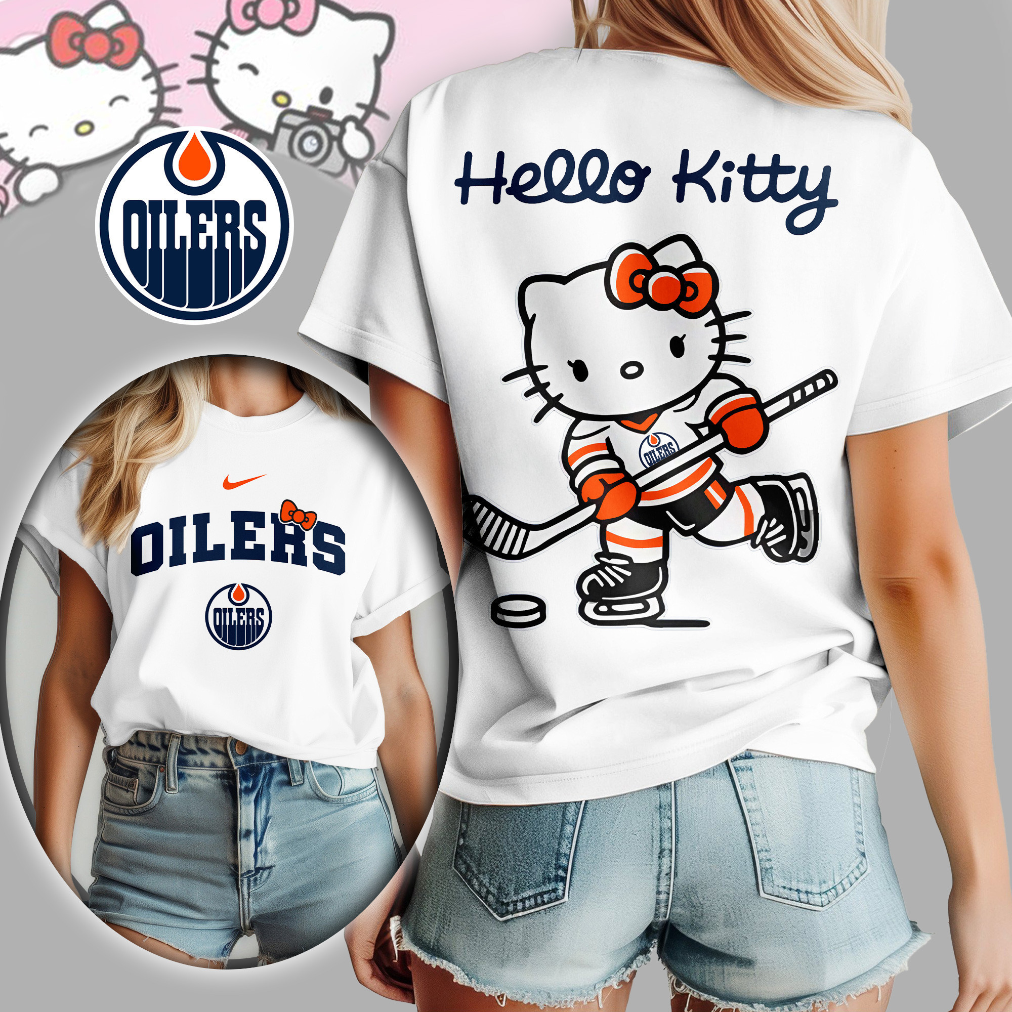 Edmonton Oilers | Premium NHL x Hello Kitty Women Shirt TD