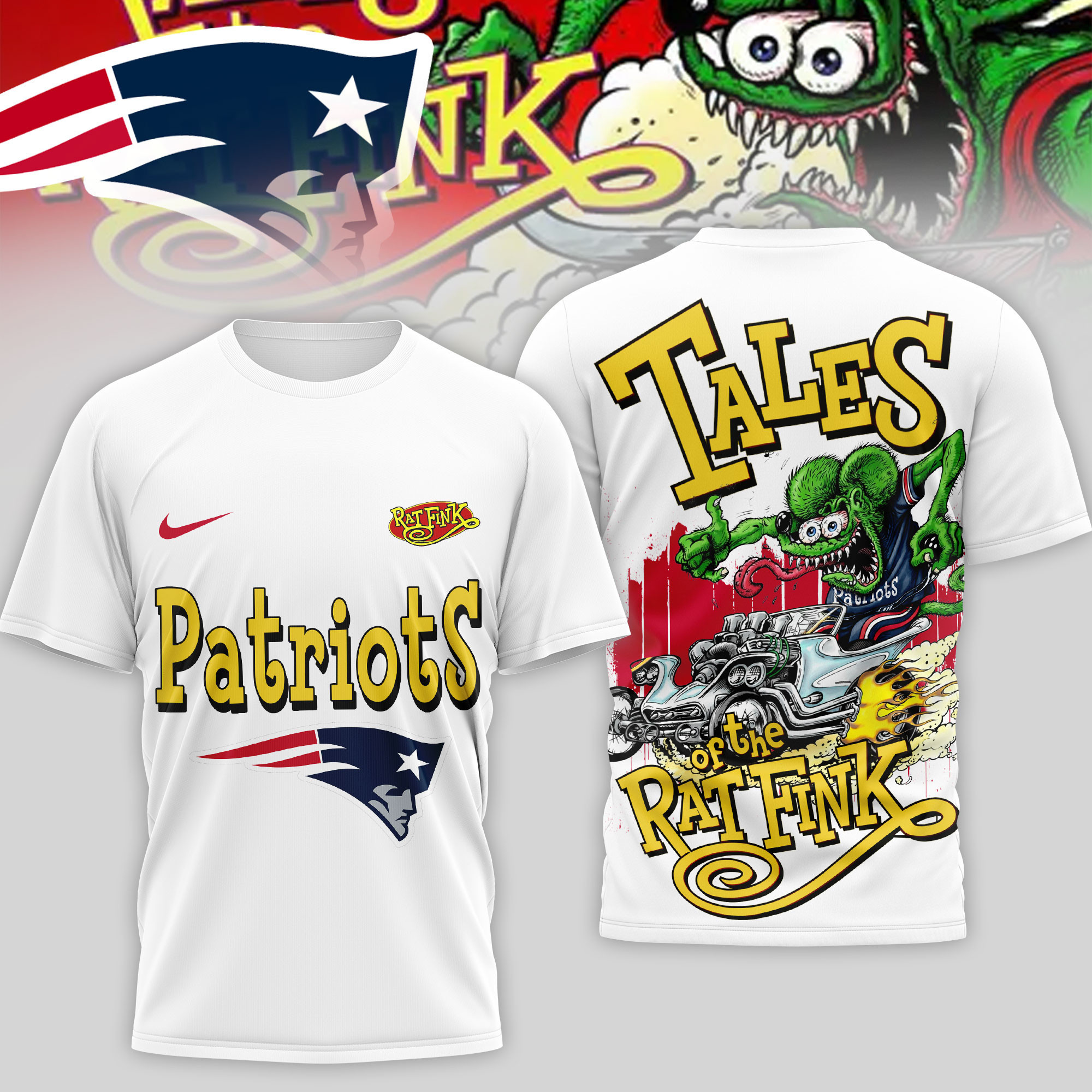 New England Patriots | Premium NFL Rat Fink 3D Shirt TD