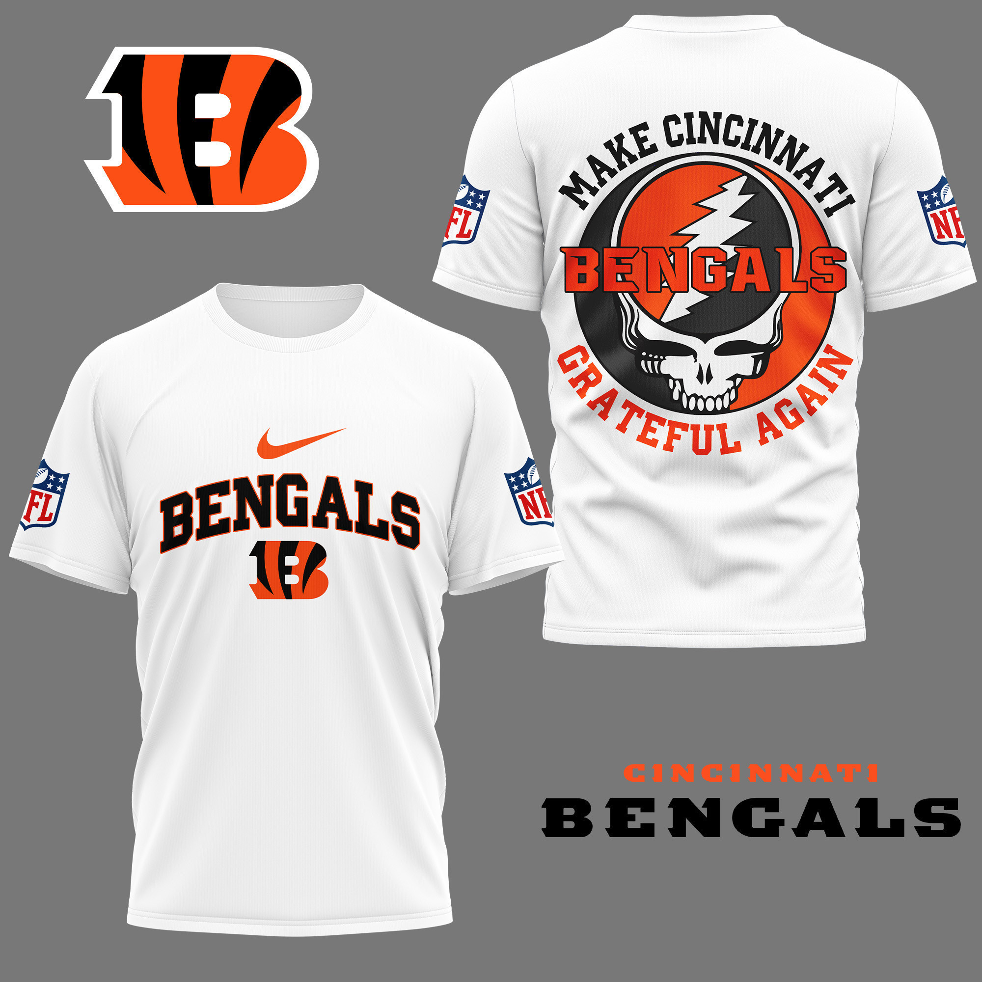 Cincinnati Bengals | Premium NFL Grateful Game Day 3D Shirt NY