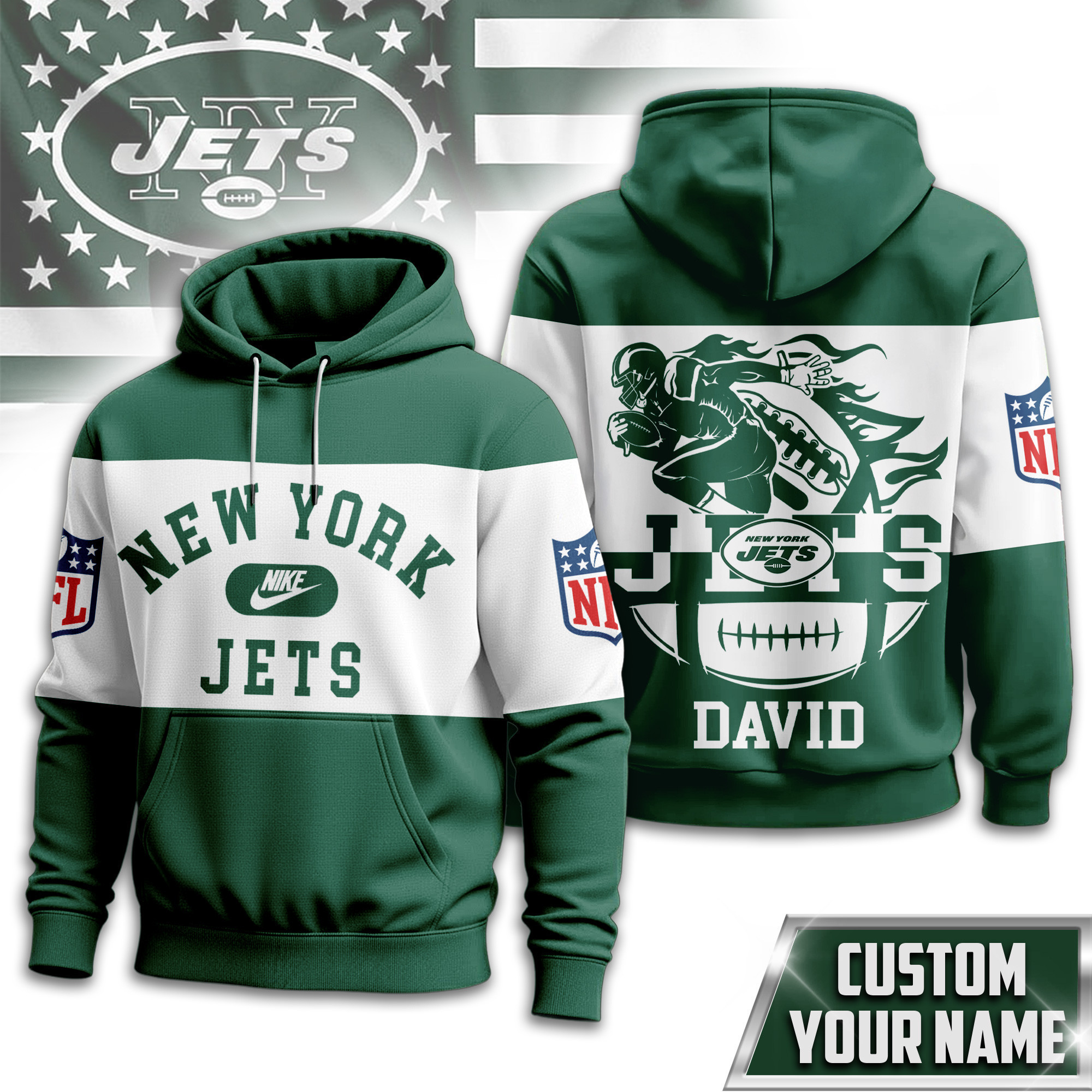 New York Jets | Premium NFL Touchdown Spirit Personalized Hoodie TD