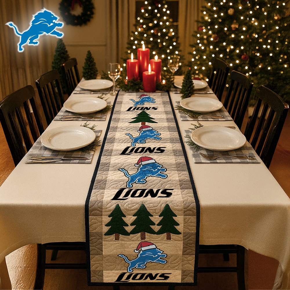 Detroit Lions | Premium NFL Quilted Christmas Table Runner HI