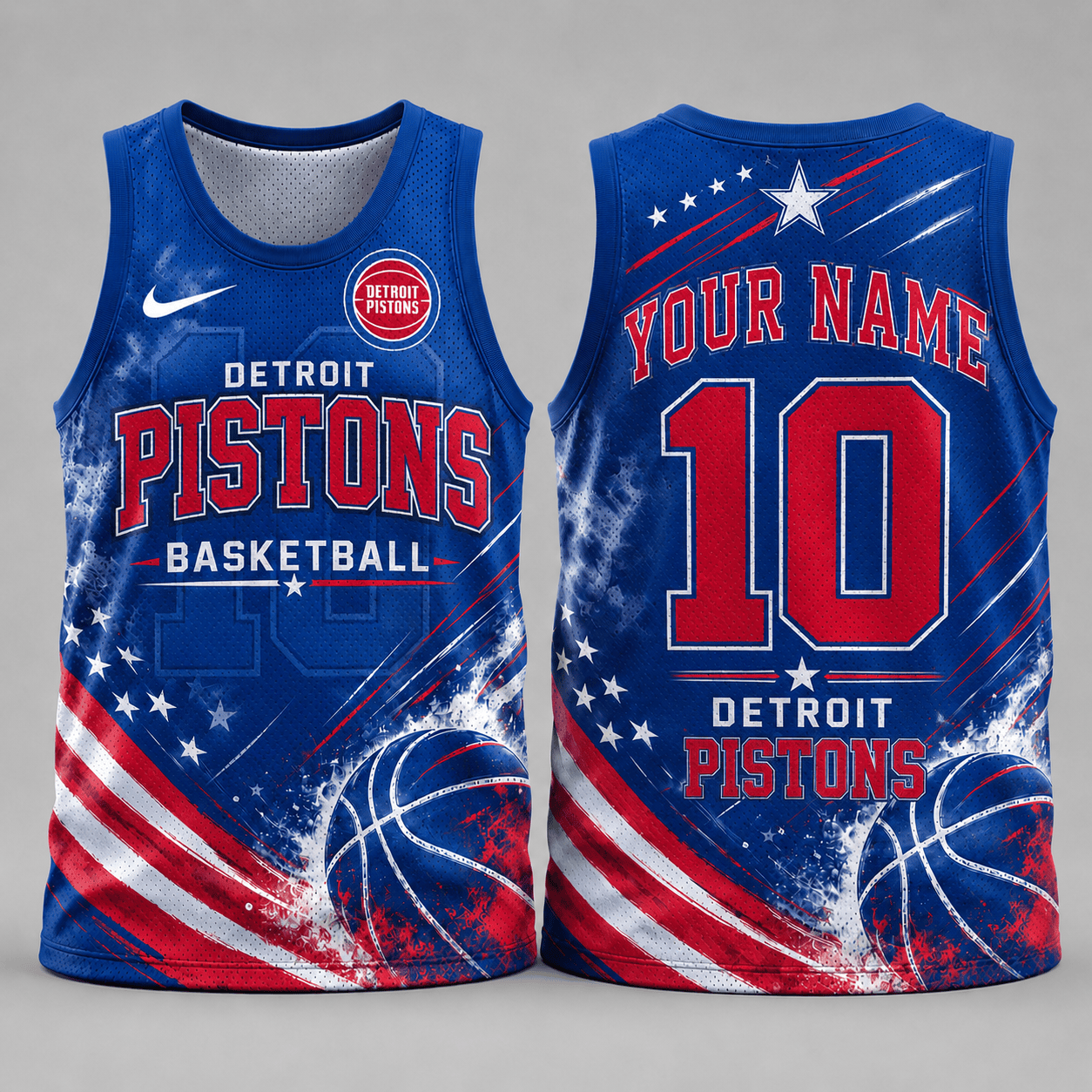 Detroit Pistons | Premium NBA Personalized Fan Pride Basketball Tank Top TD