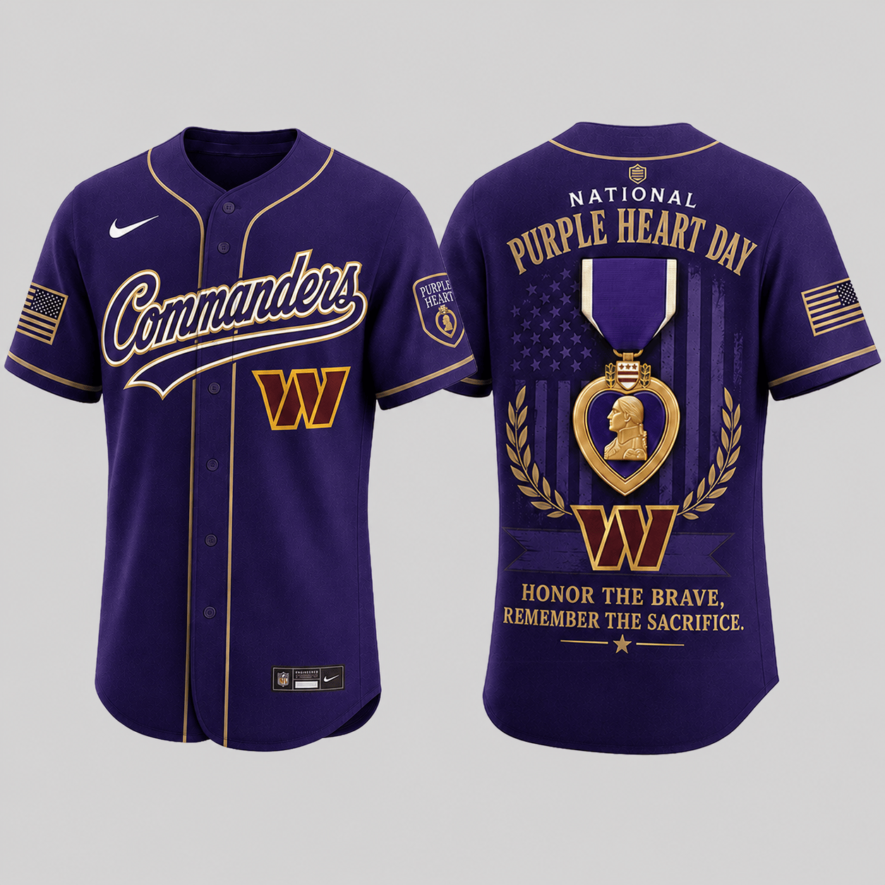 Washington Commanders | Premium NFL Purple Heart Day Jersey Shirt TD