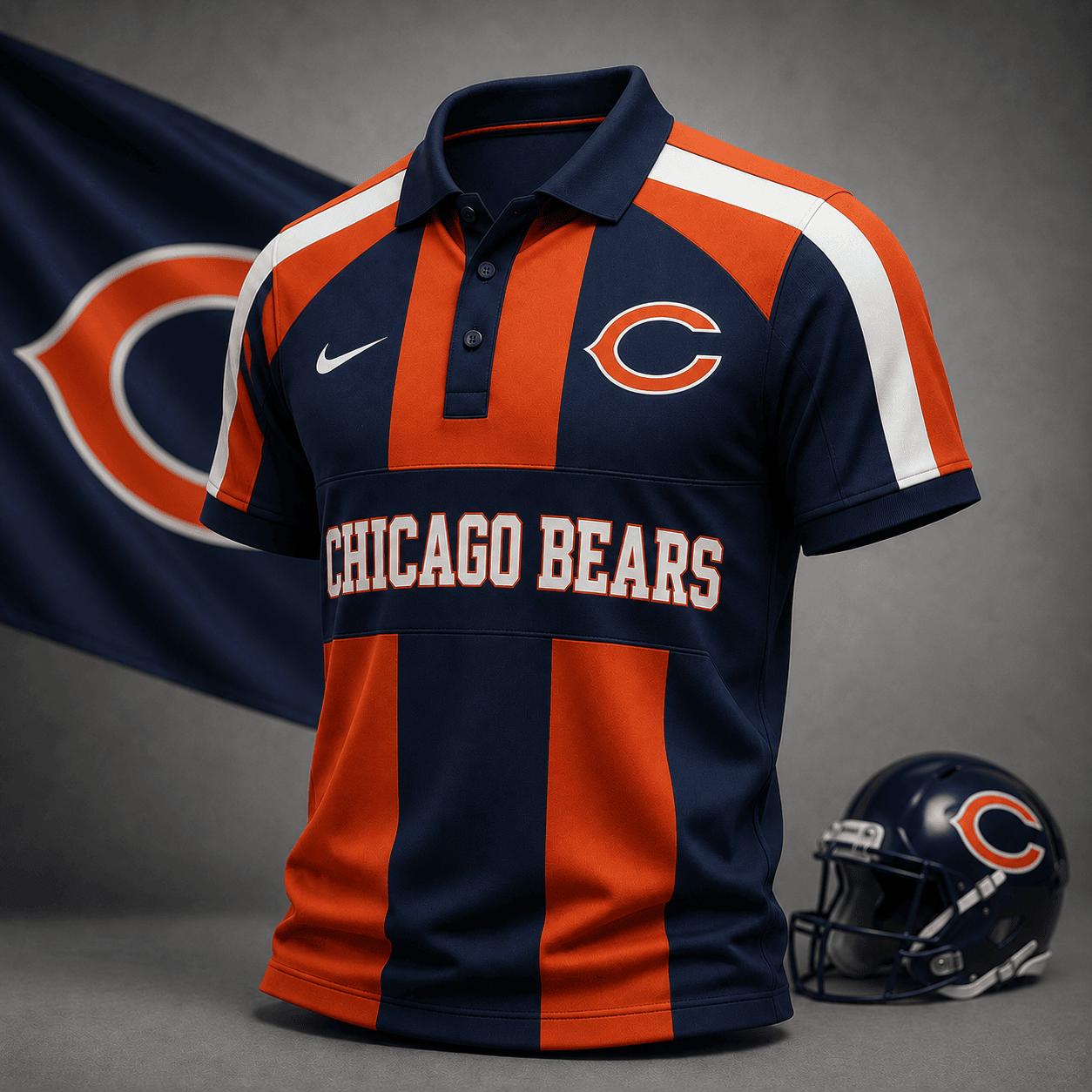 Chicago Bears | Premium NFL Heritage Stripe Rugby Polo Shirt NY