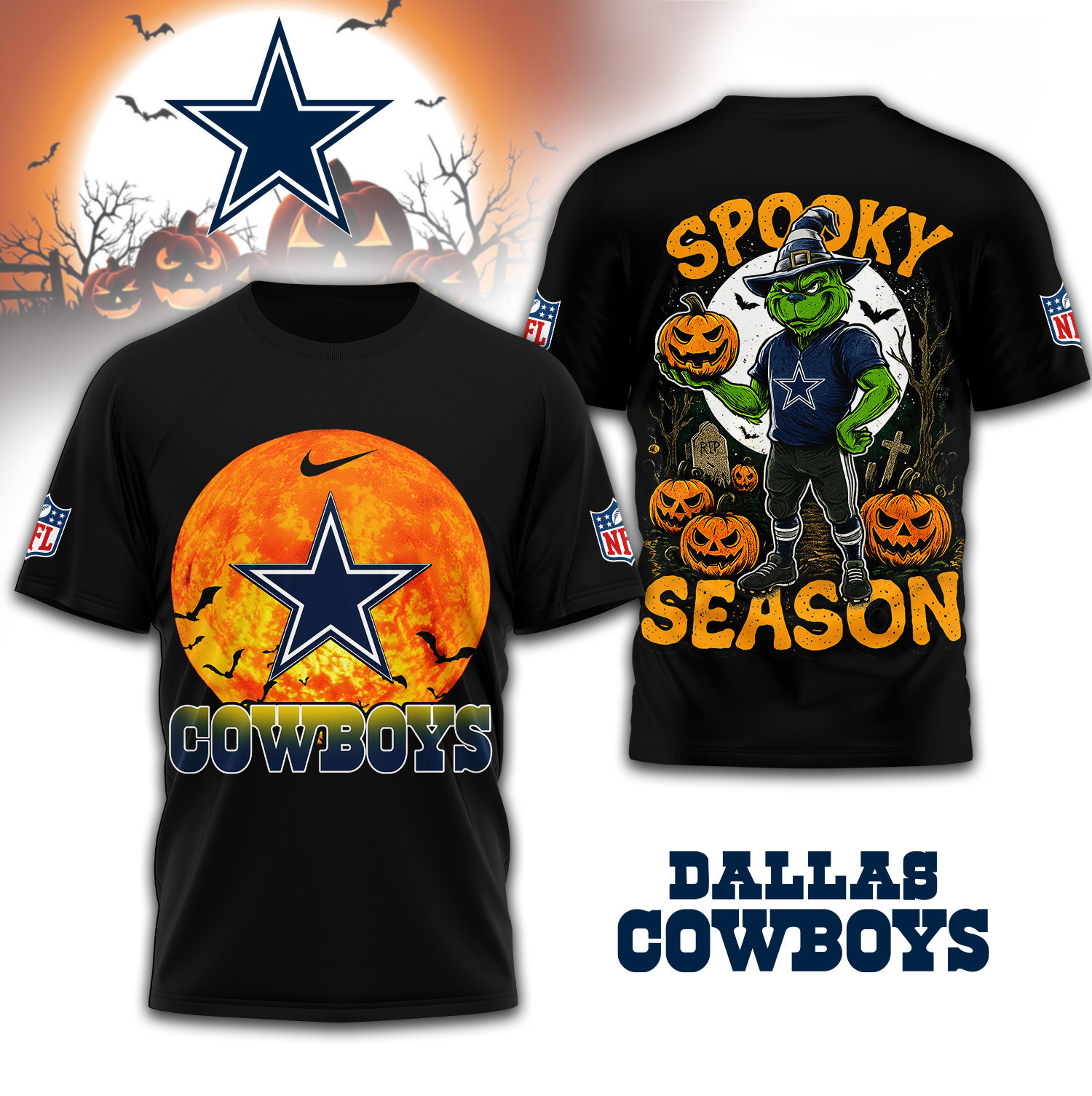 Dallas Cowboys | Premium NFL Spooky Season 3D Shirt TD