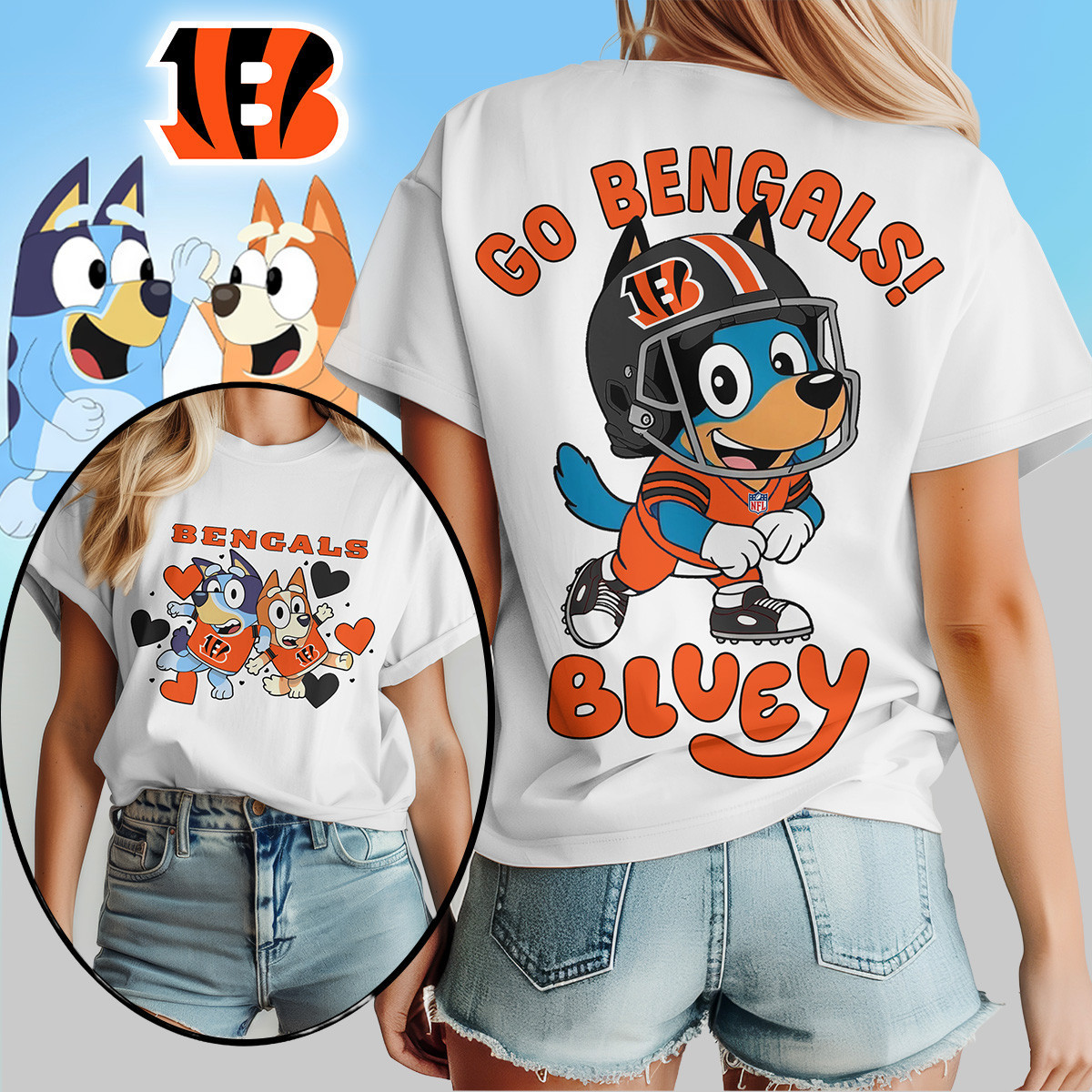 Cincinnati Bengals | Premium NFL Bluey Women's Shirt TD