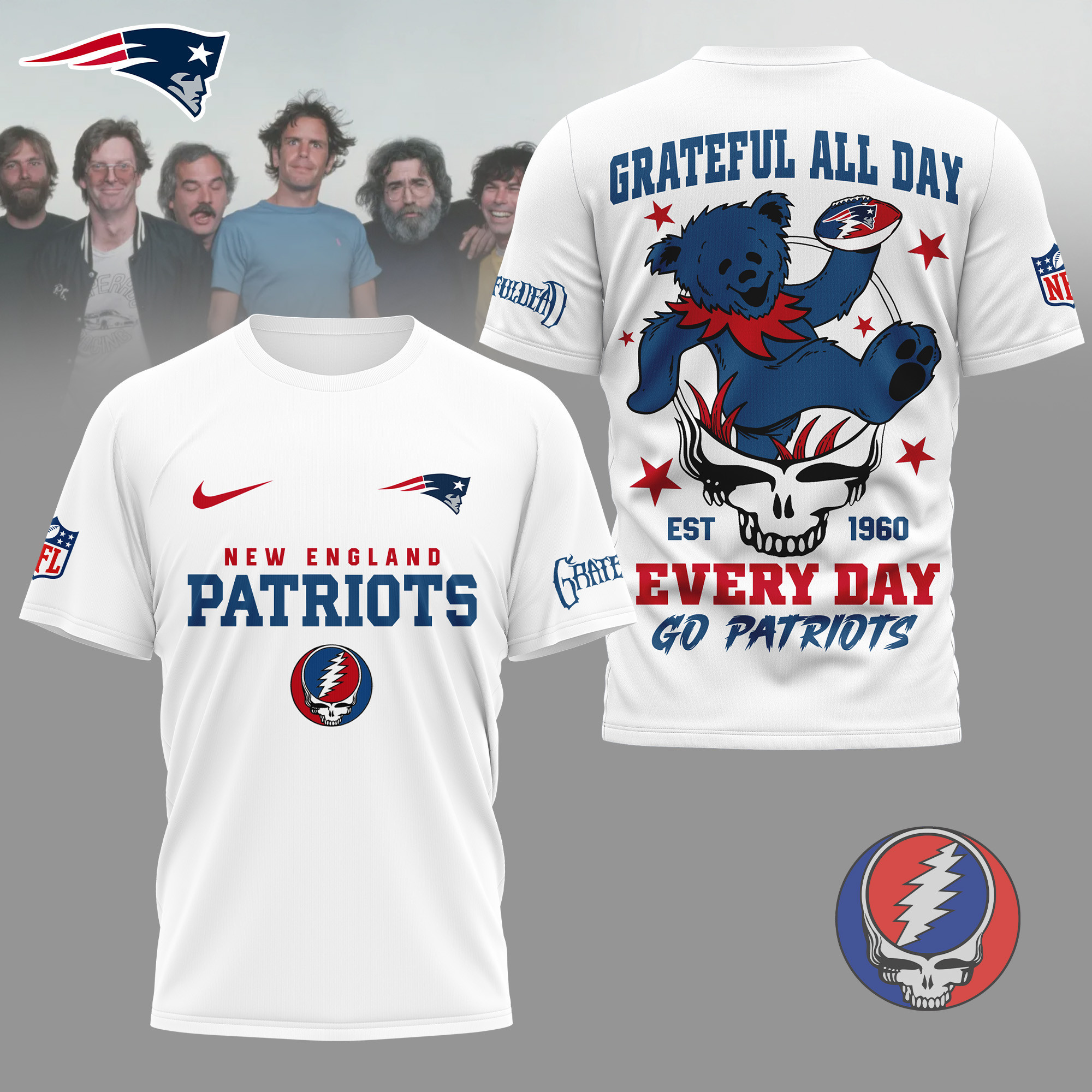 New England Patriots | Premium NFL Grateful Dead Fan 3D Shirt NY