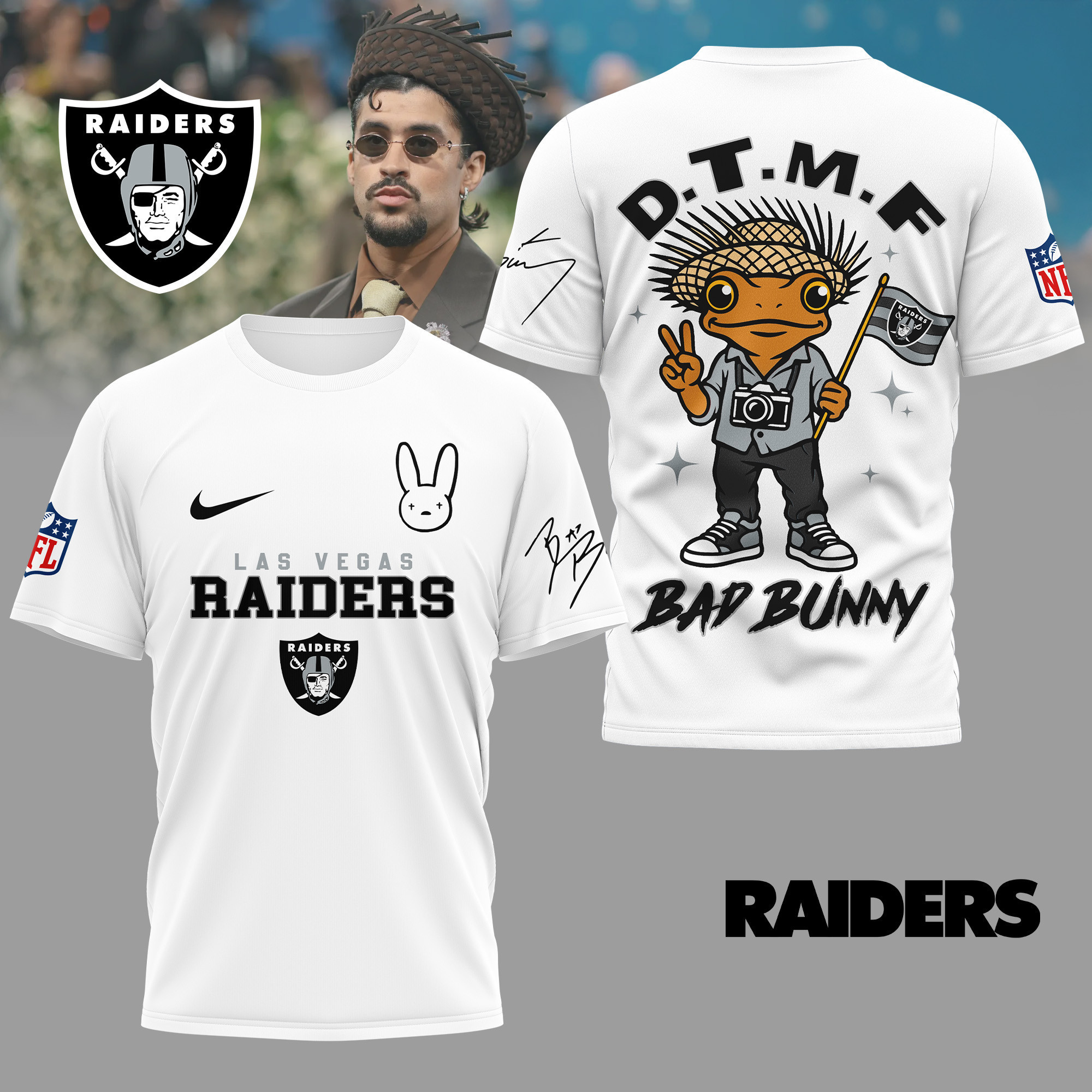 Las Vegas Raiders | Premium NFL Bad Bunny 3D Shirt TD