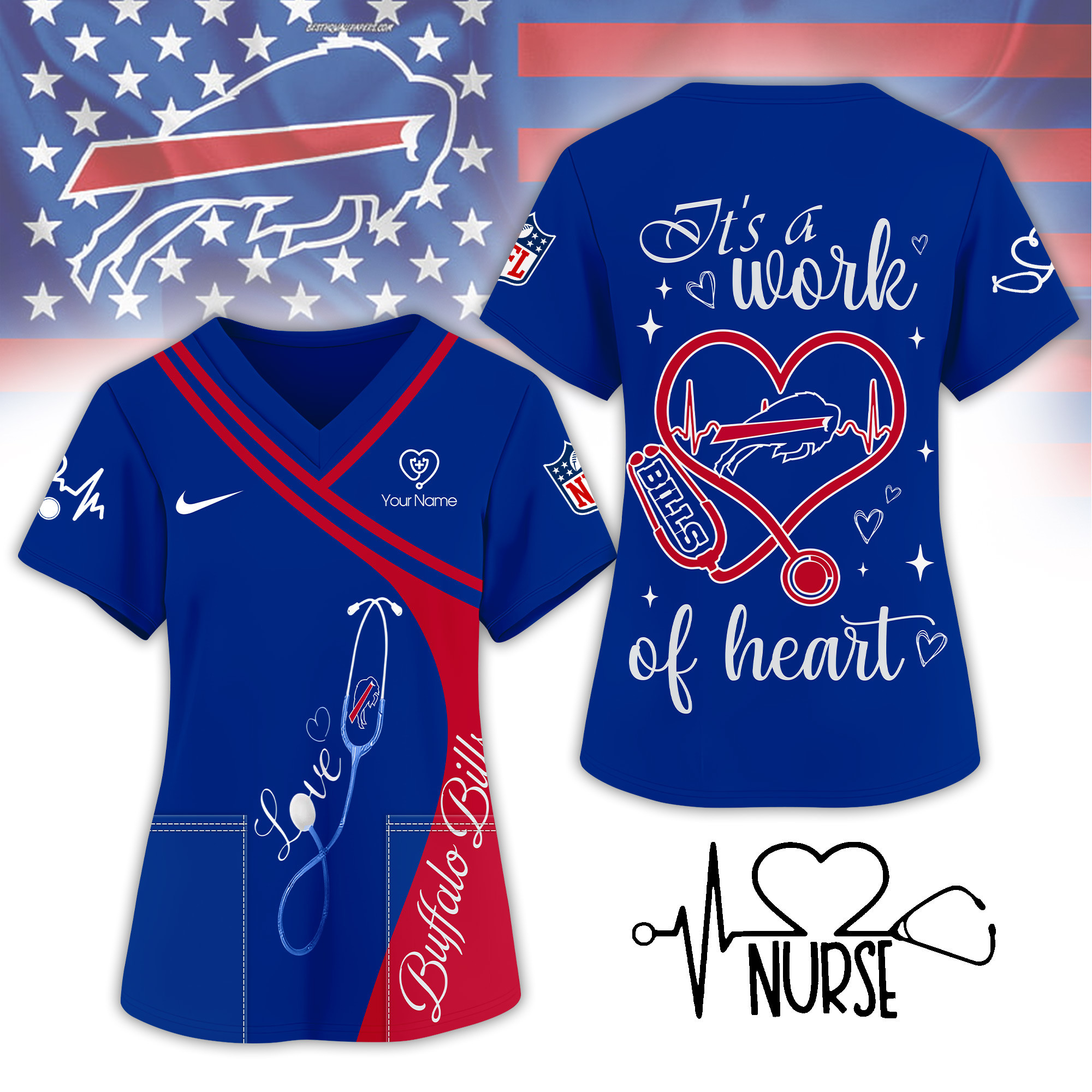 Buffalo Bills | Premium NFL Nurse Pride 3D Shirt NY