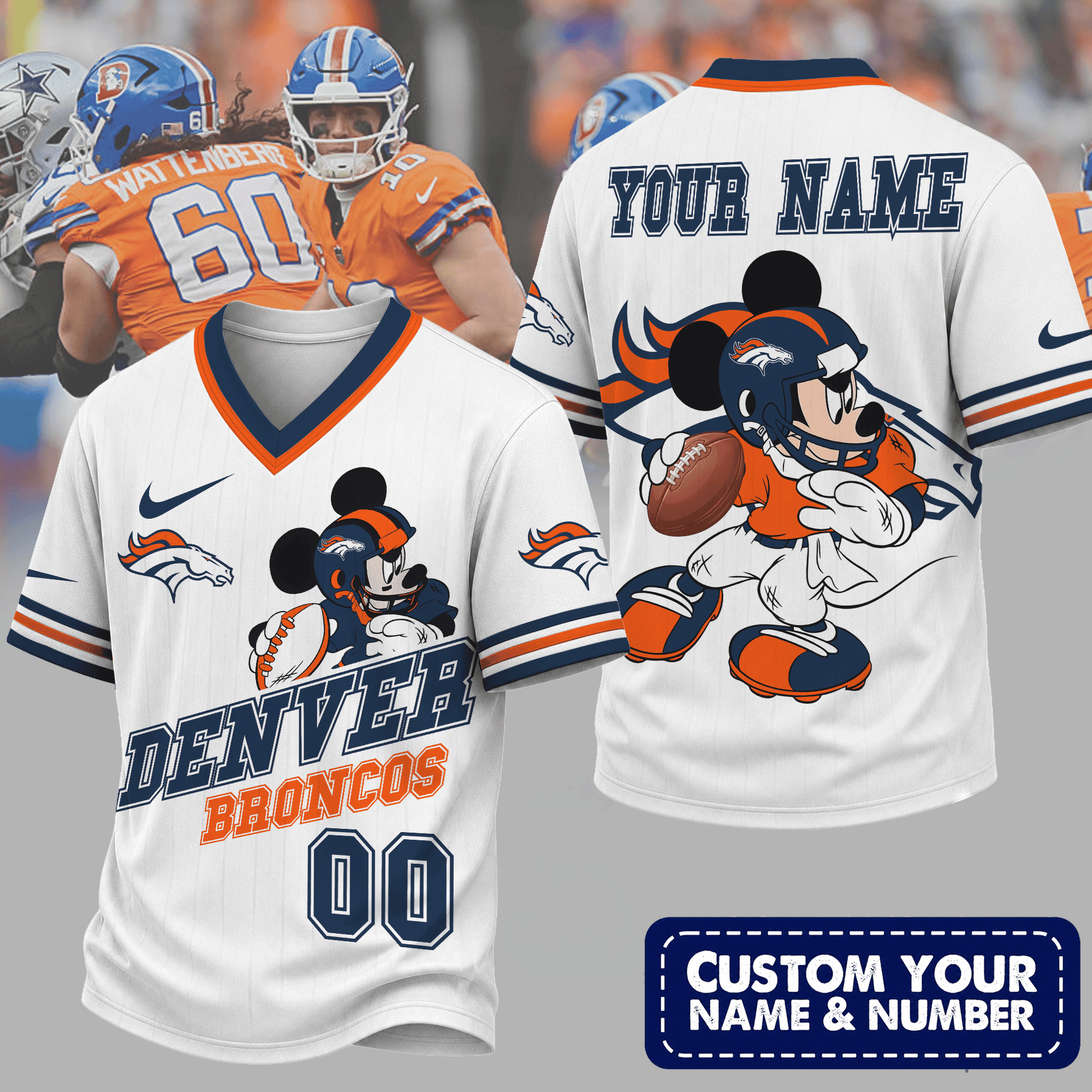 Denver Broncos | Premium NFL Mickey Quarterback V-Neck Jersey NTH1