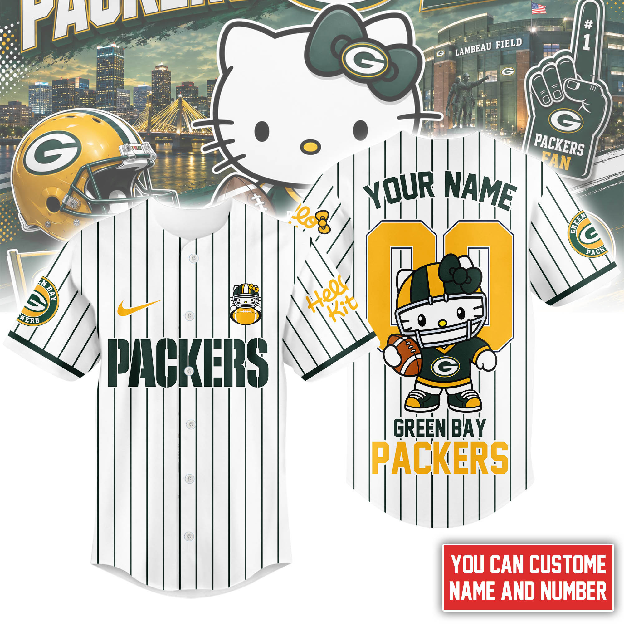 Green Bay Packers | Premium NFL Kitty Game Day Custom Jersey Shirt NTH1
