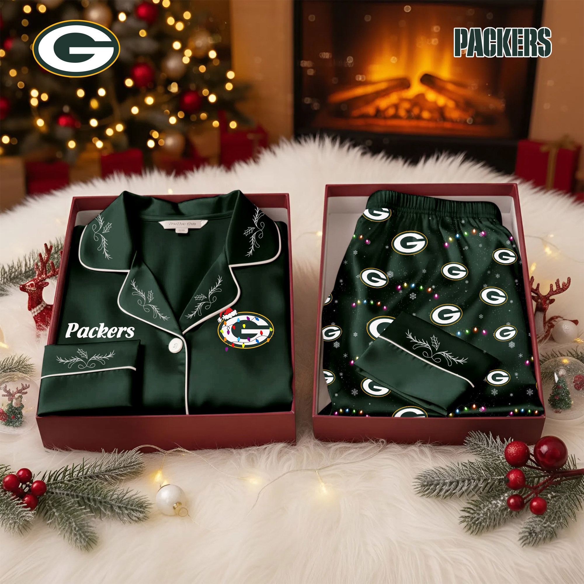 Green Bay Packers | Premium NFL Christmas Cozy Pajamas TD
